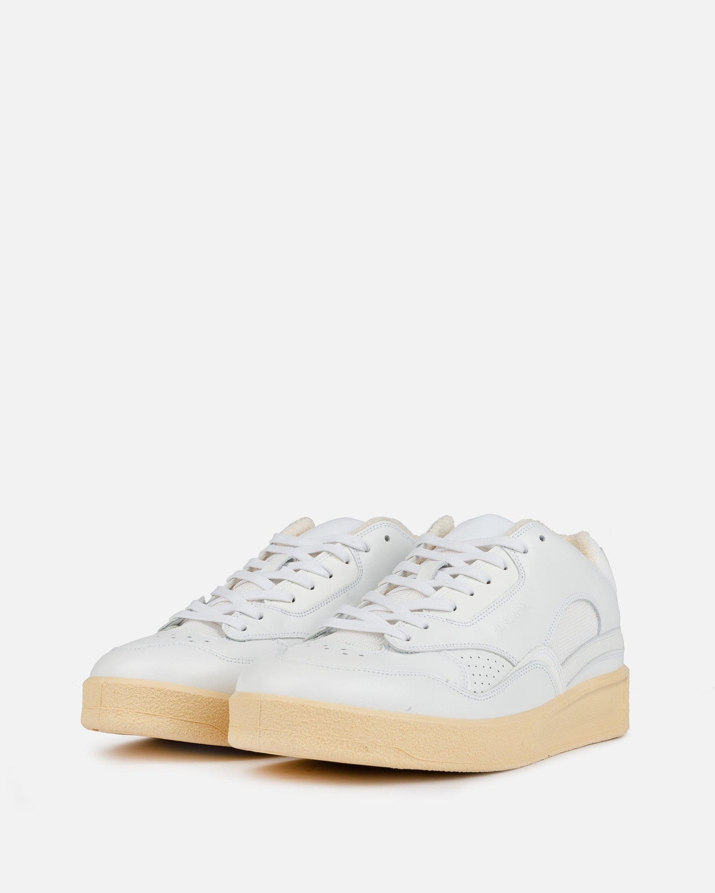 Jil Sander Men's Sneakers Leather Basket Lo in White Paper