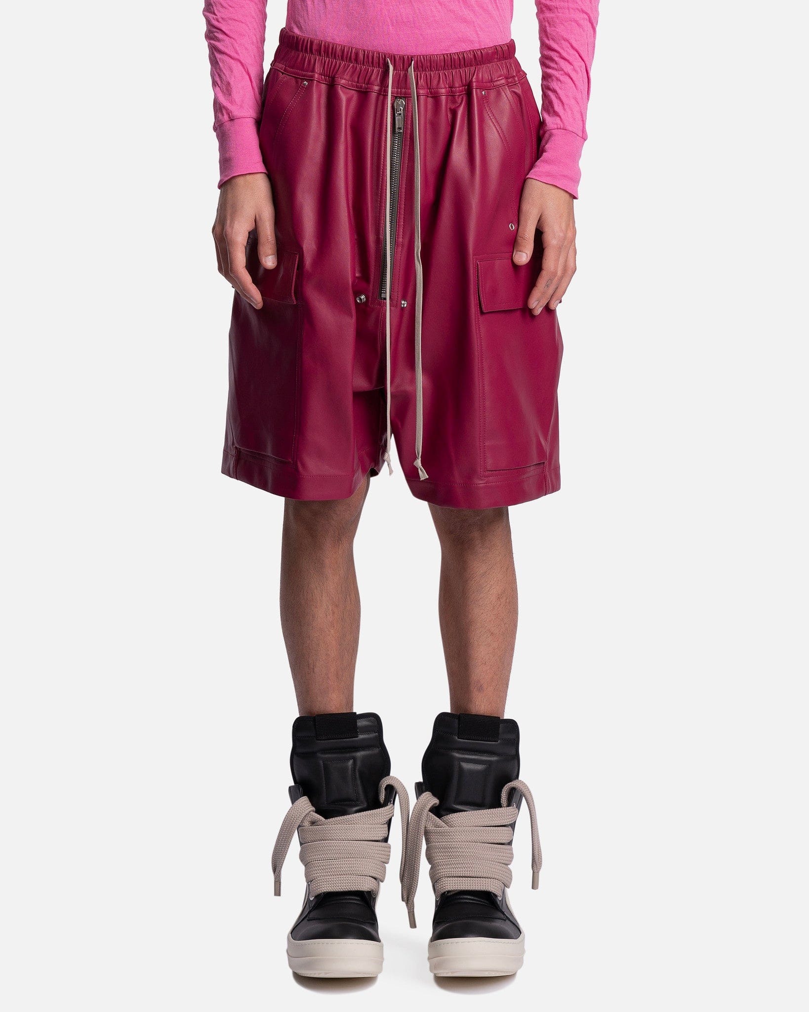 Leather Cargobela Shorts in Fuchsia – SVRN
