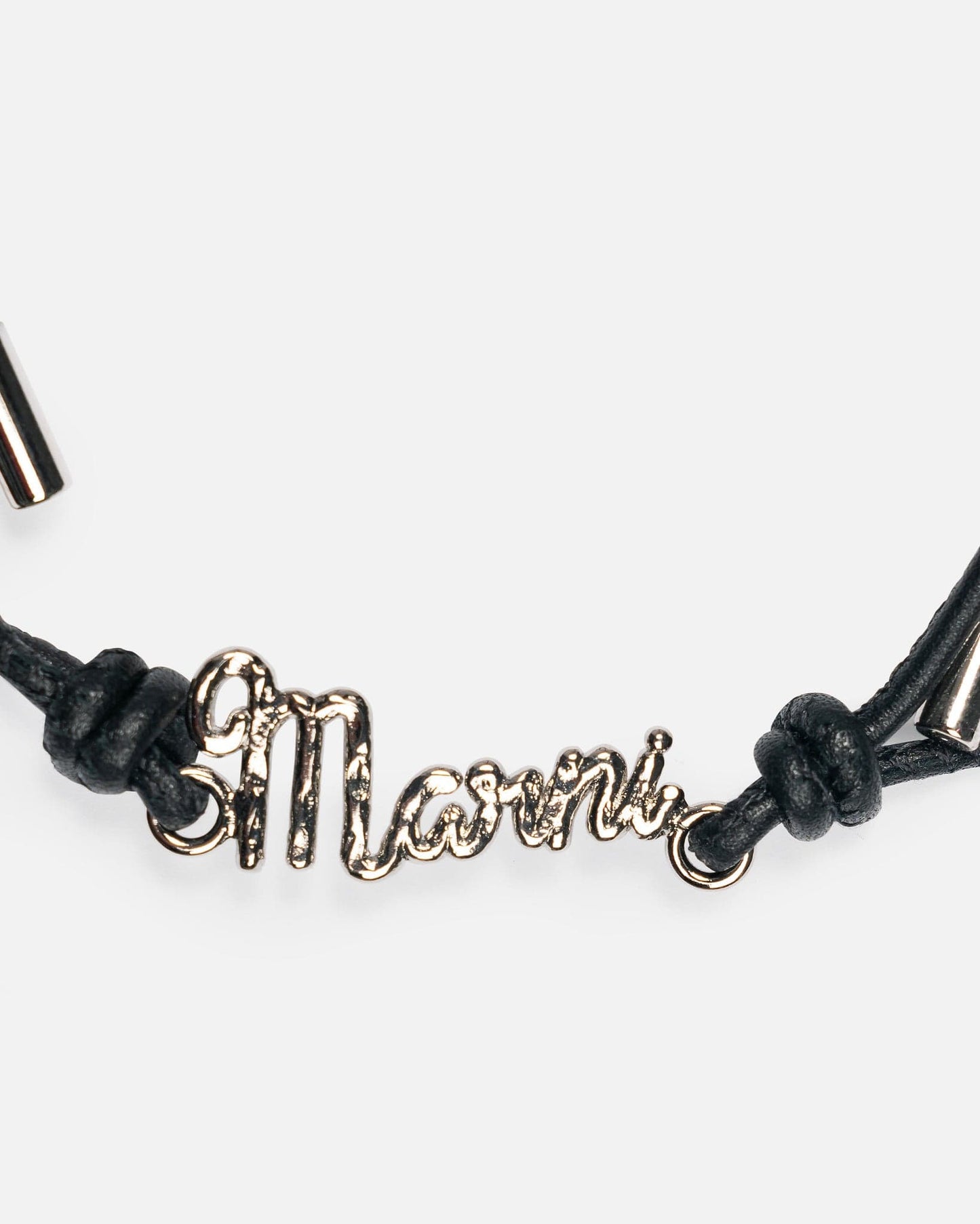 Marni Leather Goods Leather Logo Bracelet in Coal