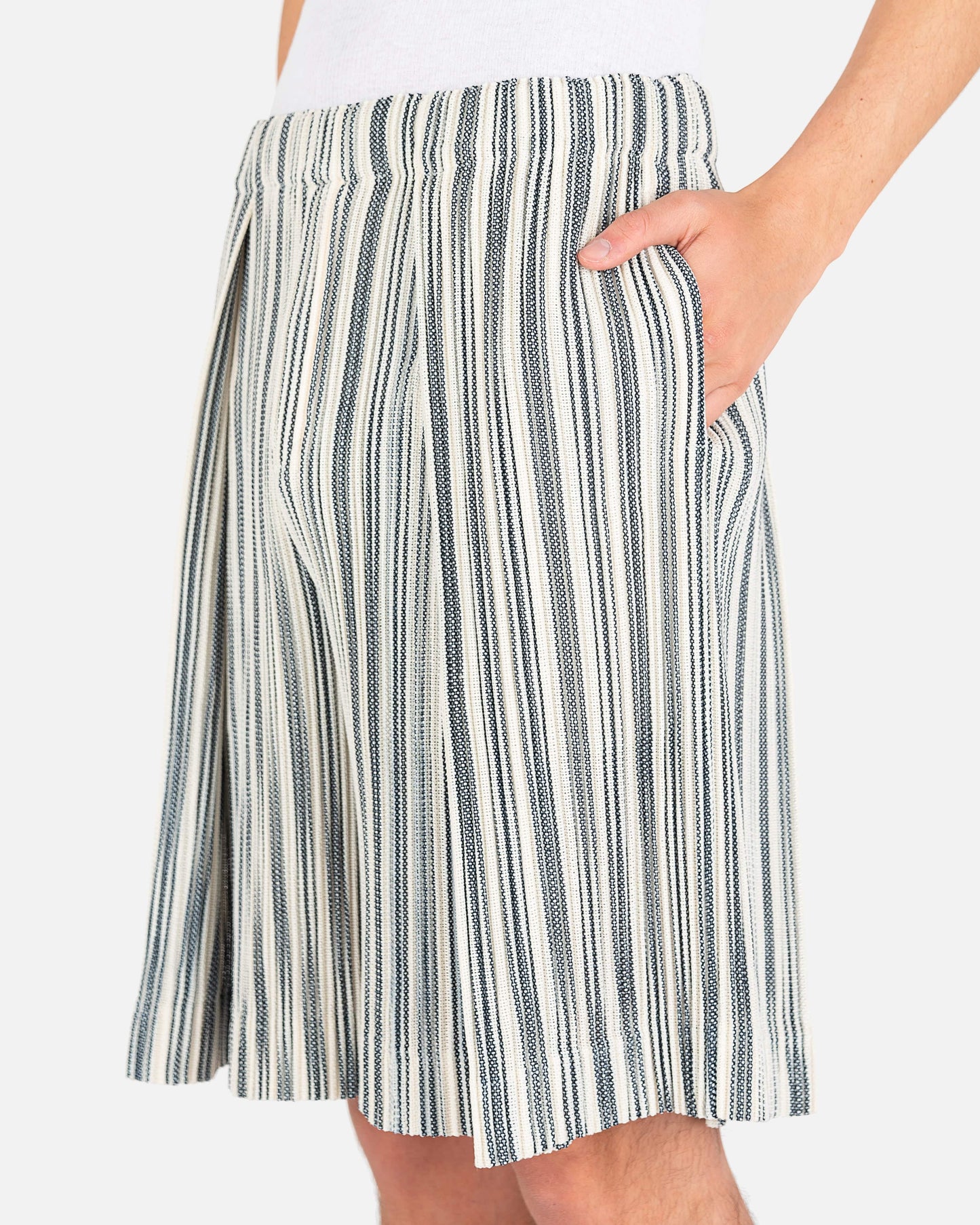 Homme Plissé Issey Miyake Men's Shorts Leno Stripe Shorts in Ivory