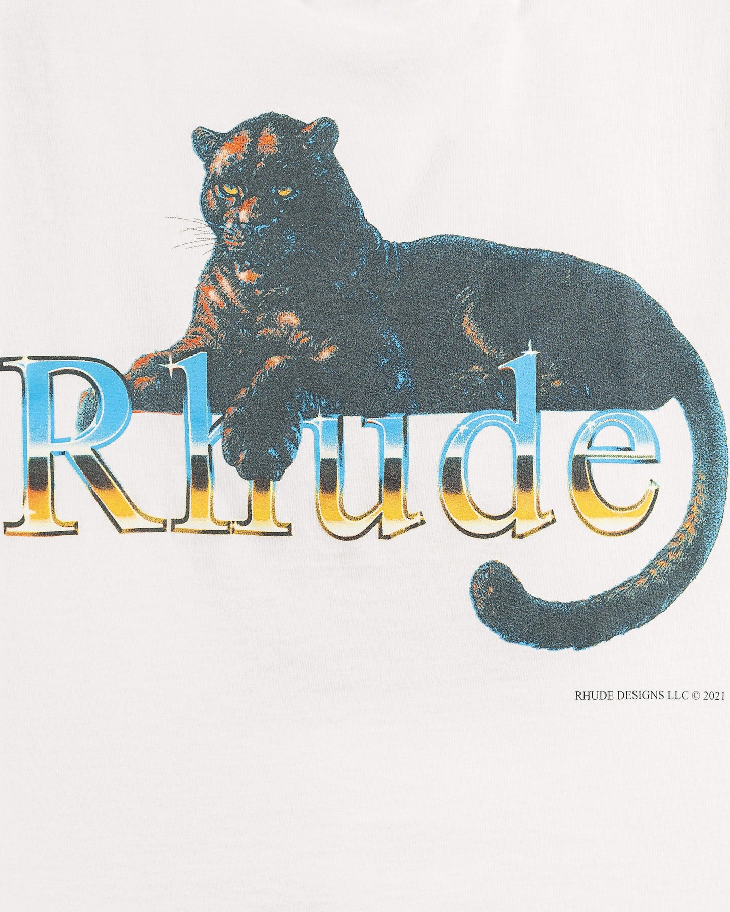 Rhude Men's T-Shirts Leopard Tee in White