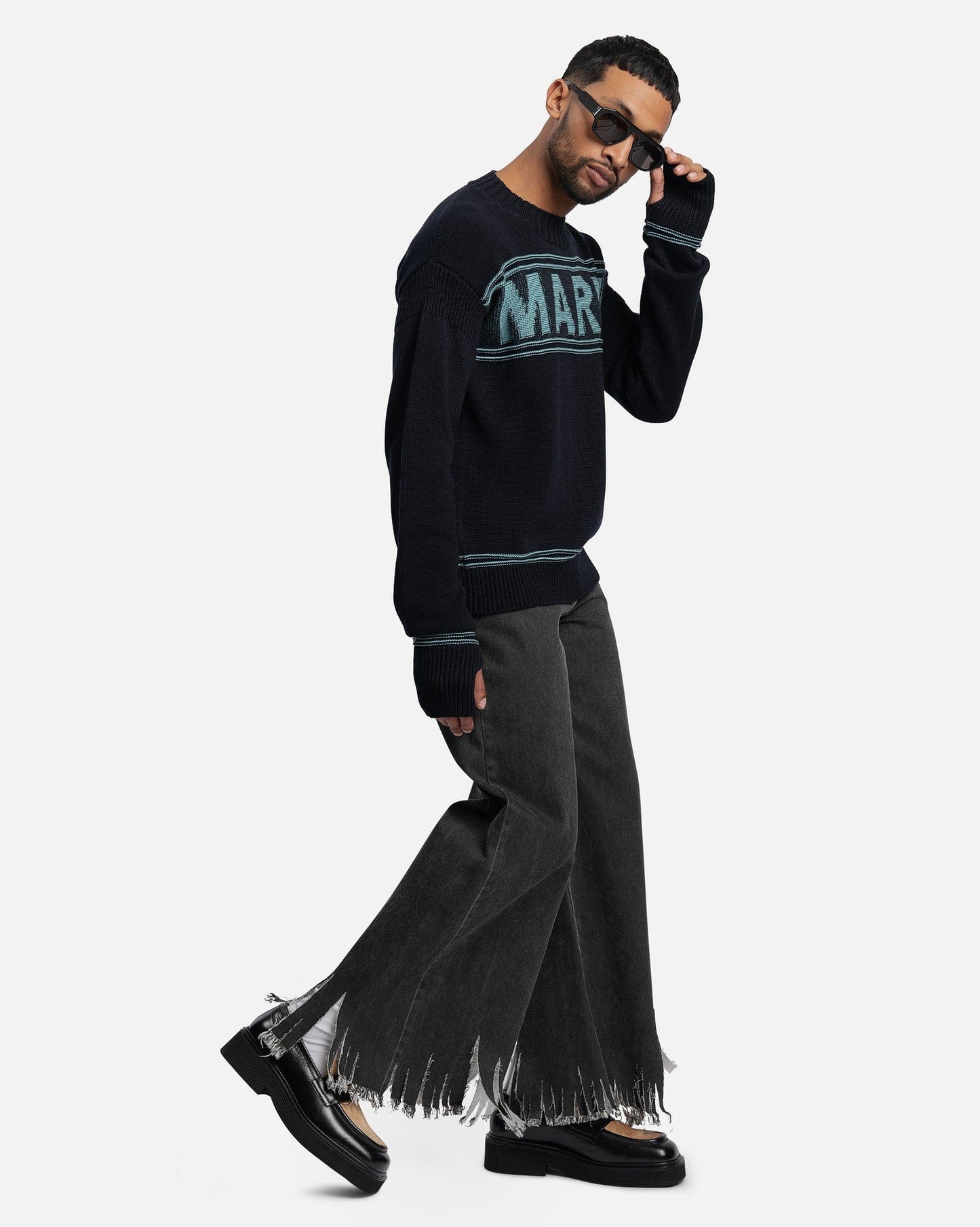 Marni Men's Sweater Logo Cotton Sweater in Eclipse