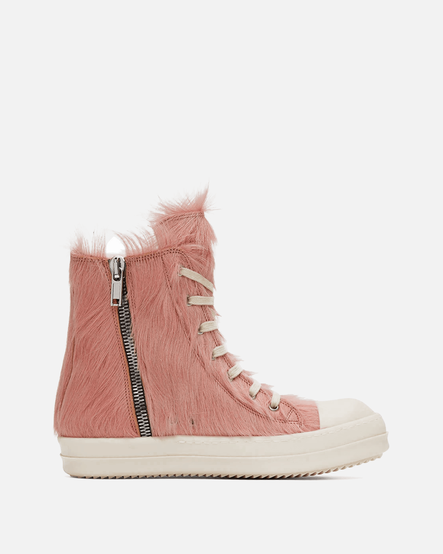 Rick Owens Men's Sneakers Long Hair Ramones in Dirty Pink/Milk