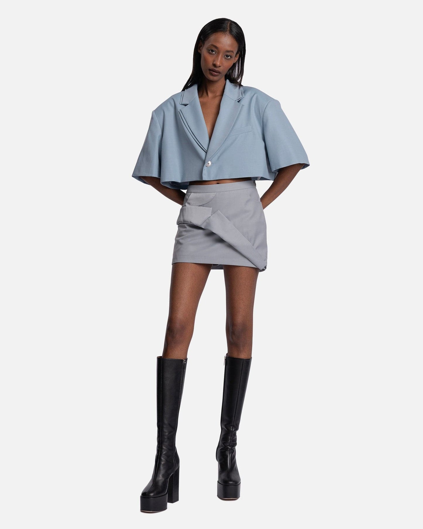 Feng Chen Wang Women Skirts Low-Waisted Mini Skirt in Grey