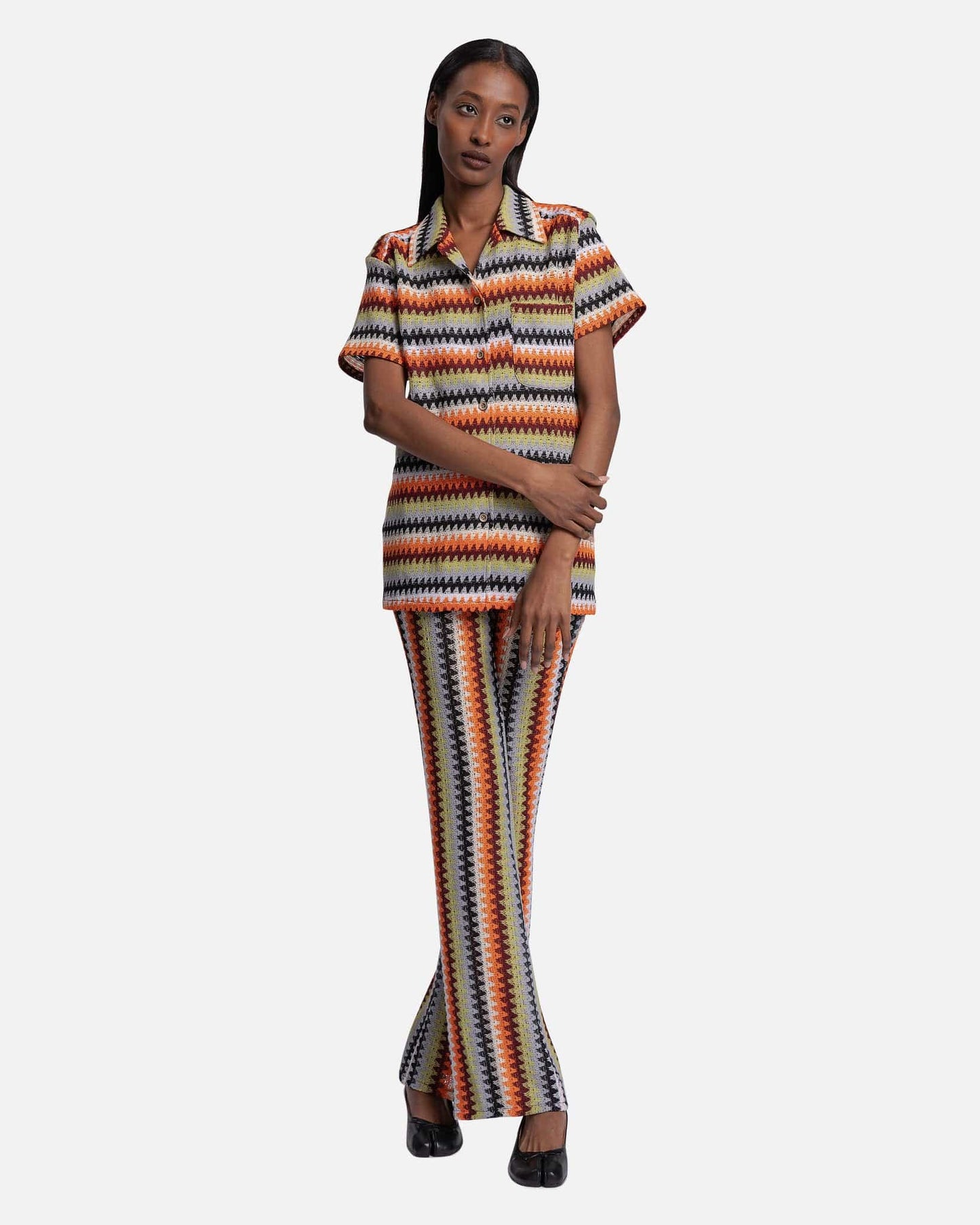 Andersson Bell Women Pants Marta Cut & Sew Long Pants in Orange Stripe