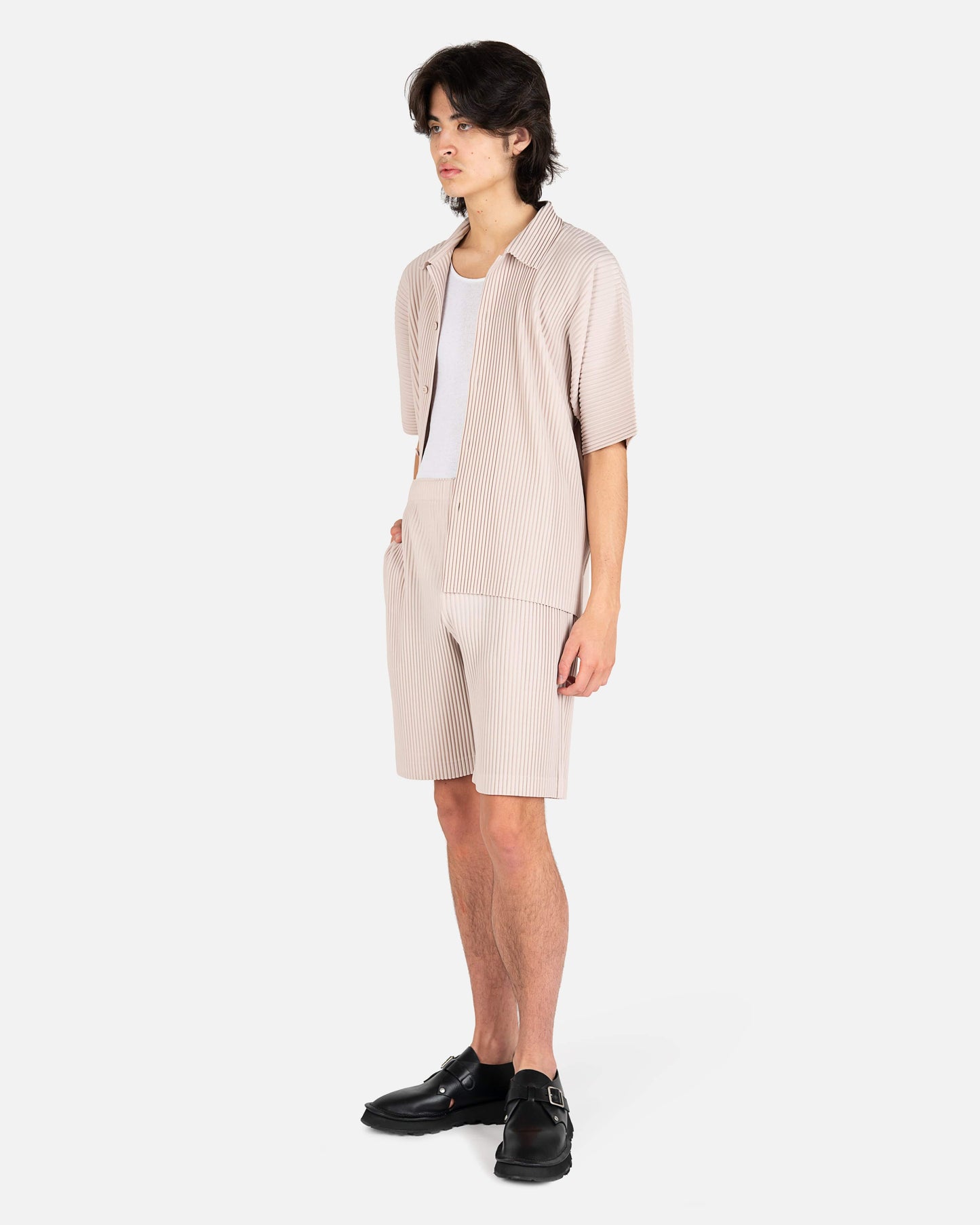 Homme Plissé Issey Miyake Men's Shirts MC April Shirt in Cherry Blossom Pink