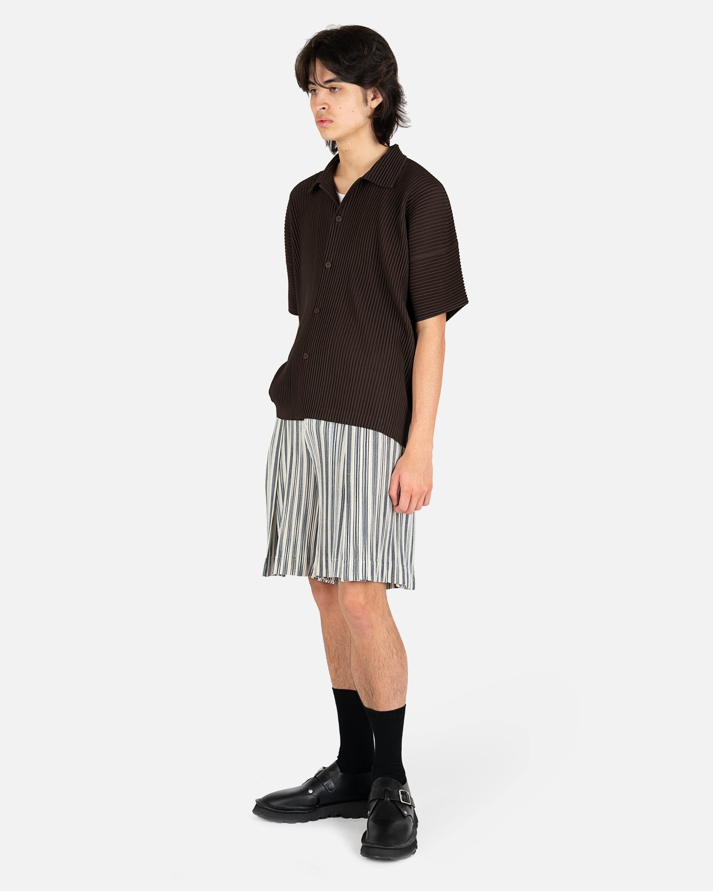 Homme Plissé Issey Miyake Men's Shirts MC April Shirt in Rembrandt Brown