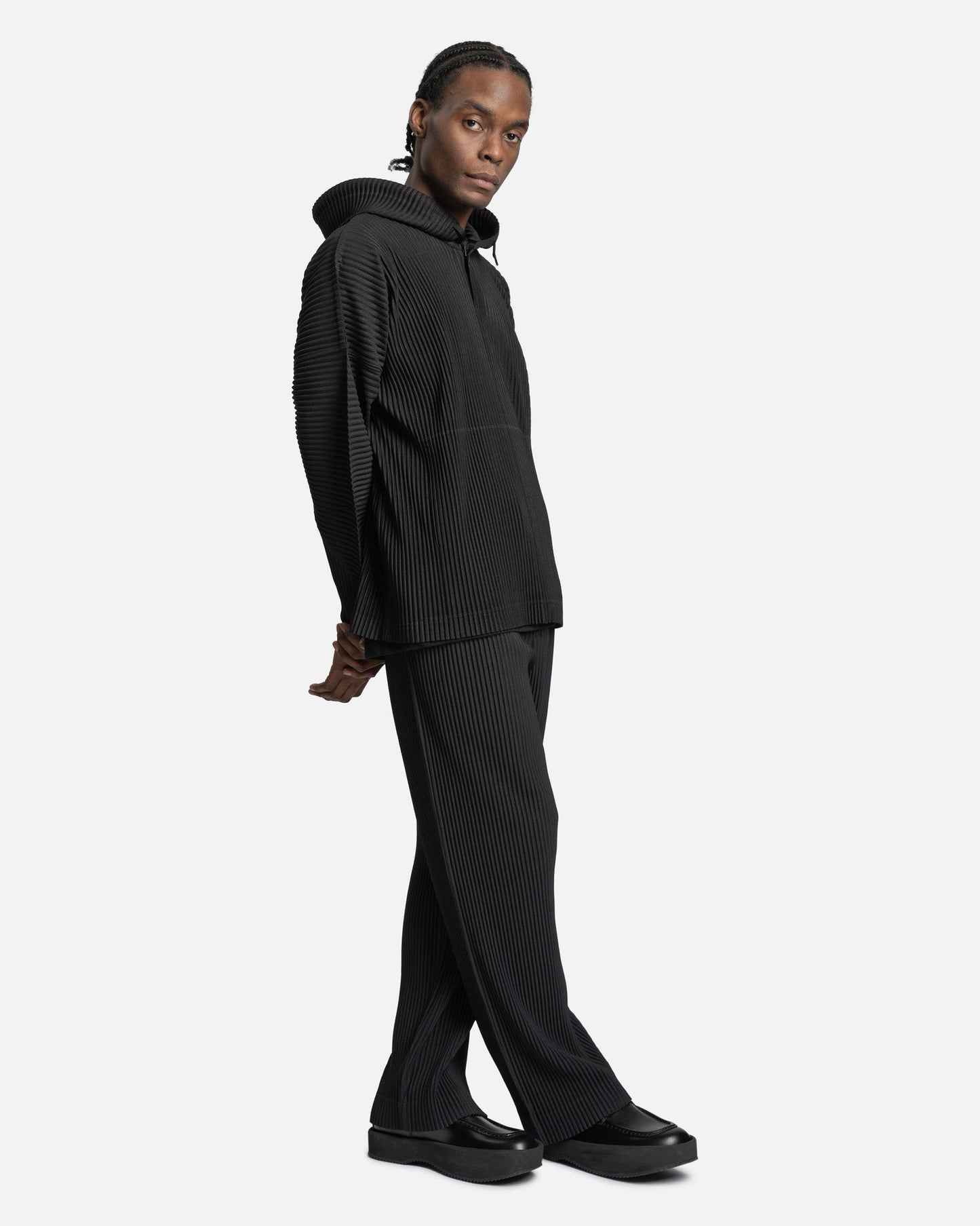 Homme Plissé Issey Miyake Men's Sweatshirts MC February Hoodie in Black