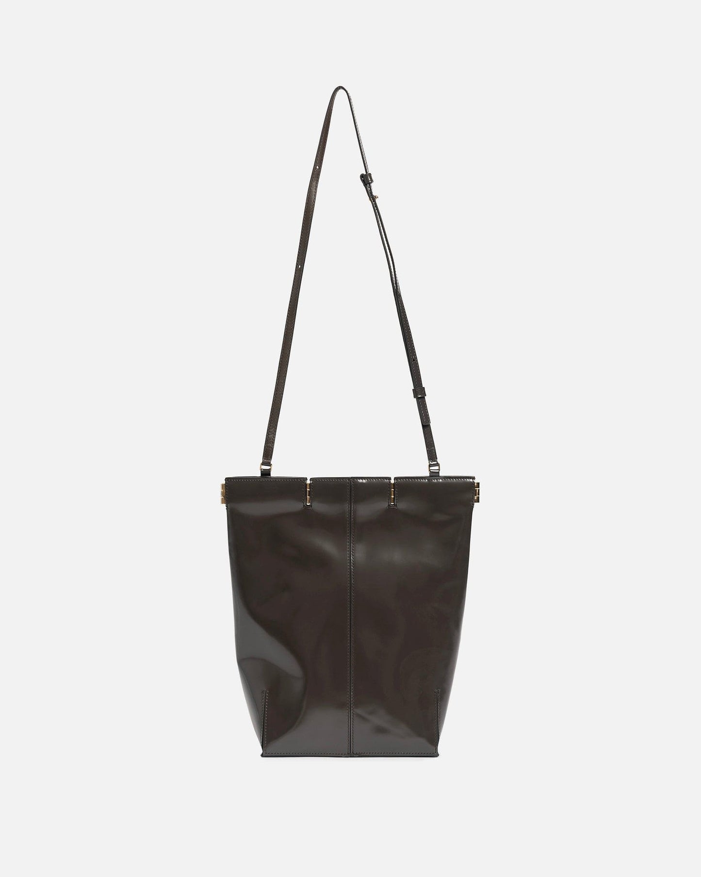 Peter Do Women Bags Medium Hinged Tote in Shiny Brown