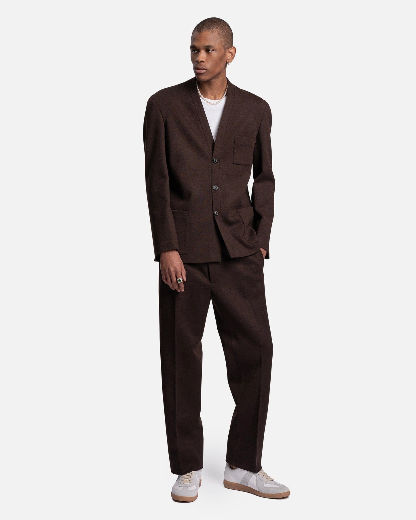 Maison Margiela Men's Pants Milano Stitch Jersey Trousers in Nutmeg