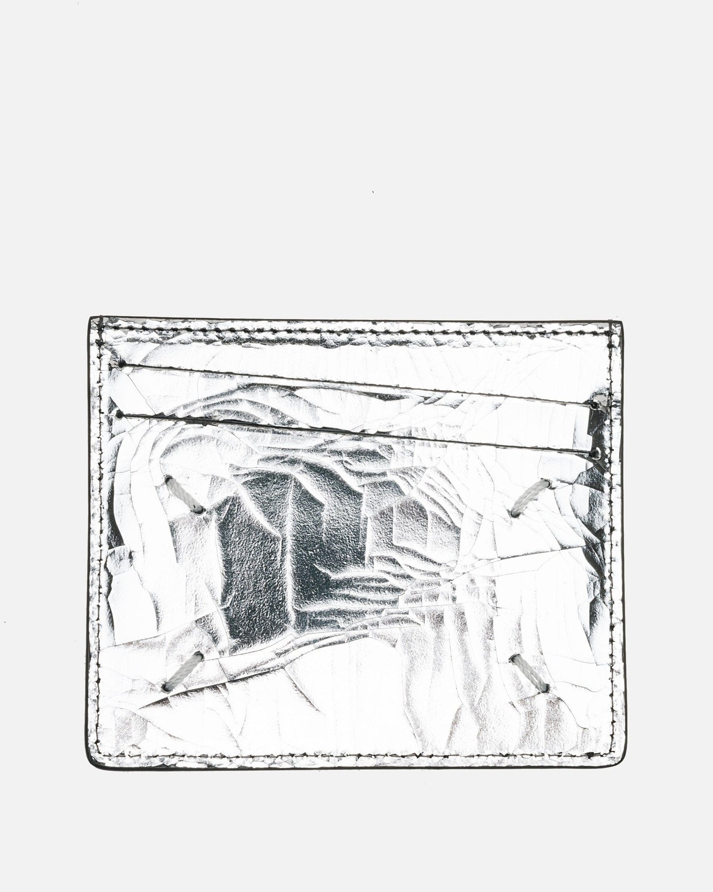 Maison Margiela Leather Goods Mirror Cardholder in Silver