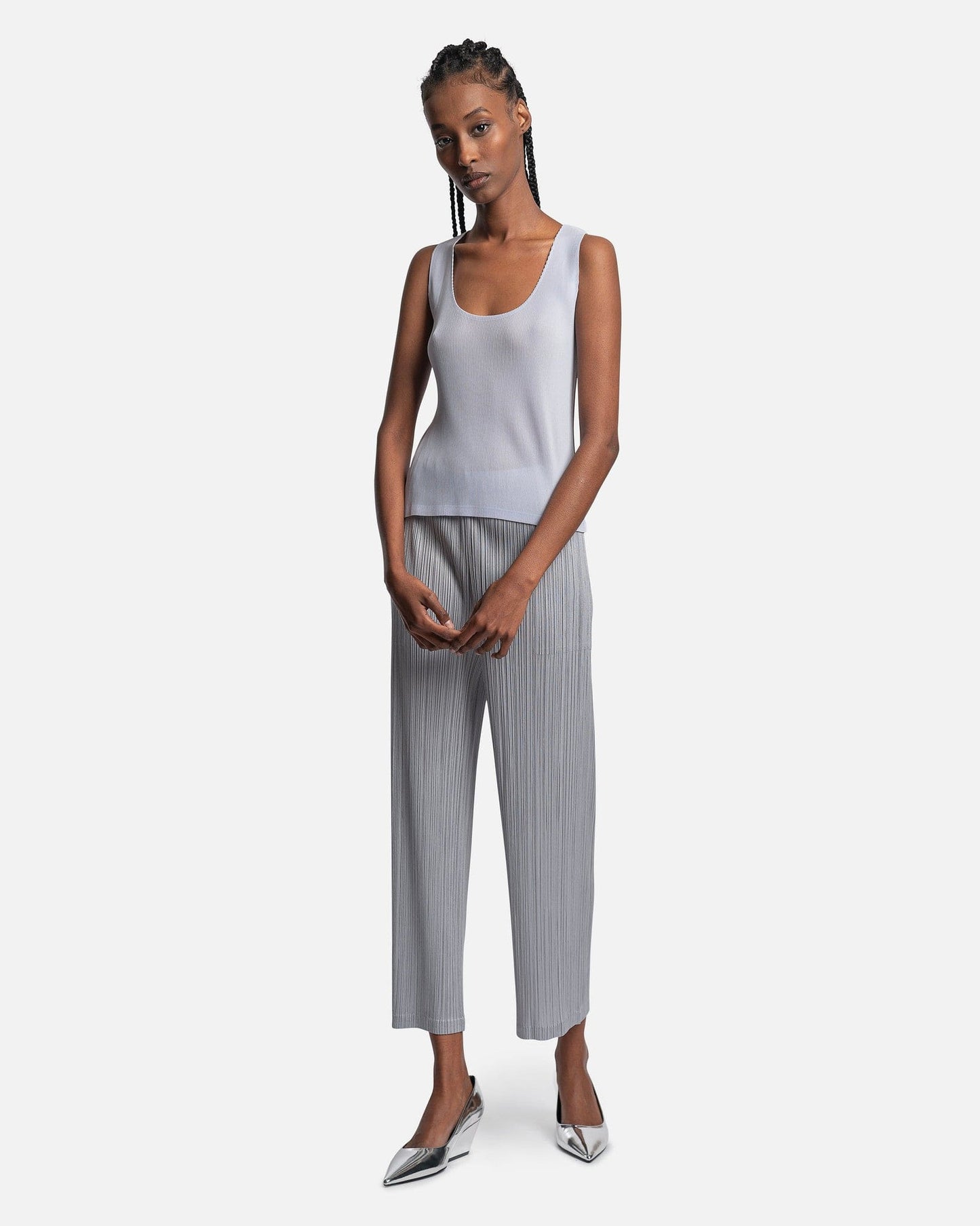 Pleats Please Issey Miyake Women Tops Mist Tank Top in Light Blue