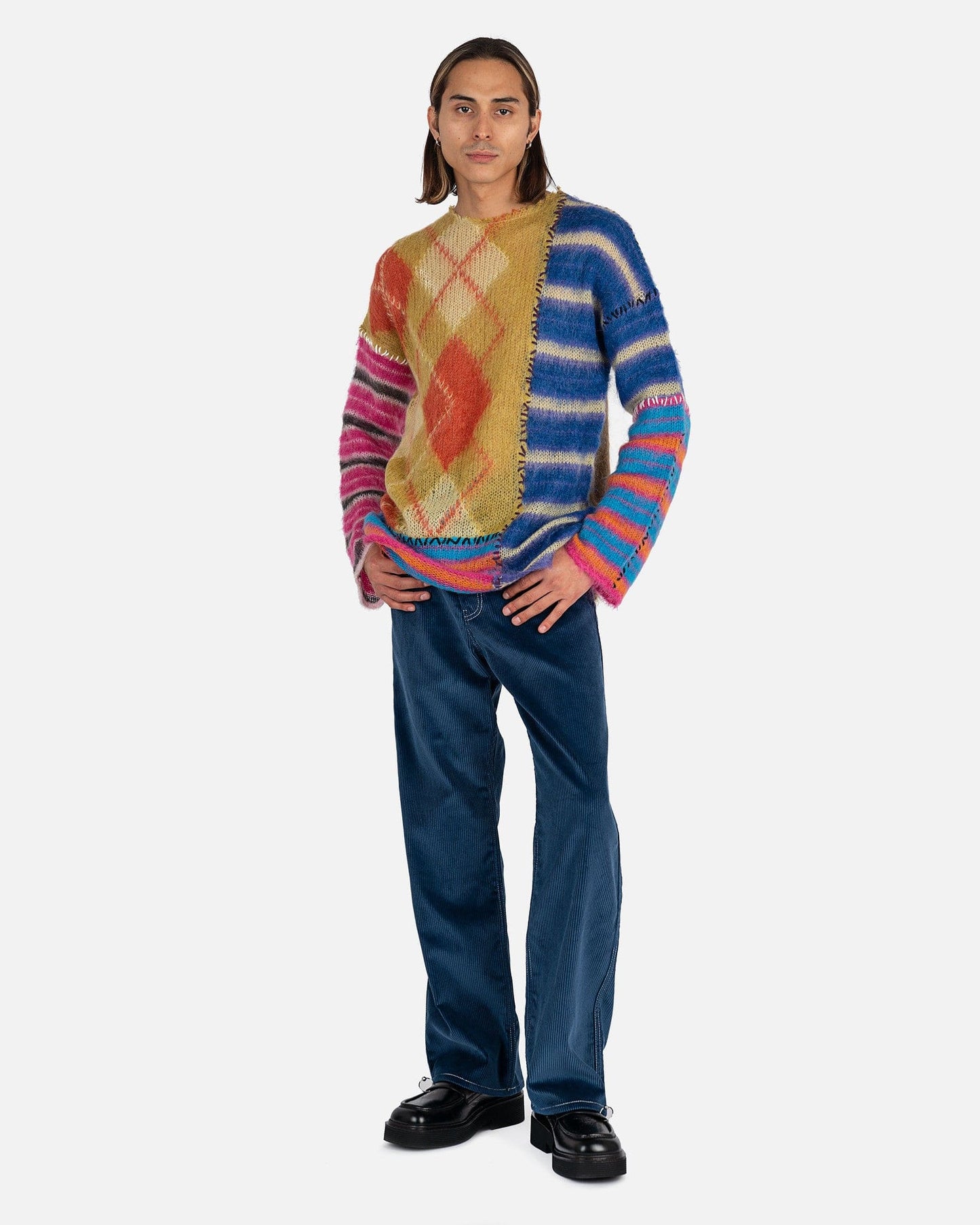 Marni Men's Sweater Mix Patch Sweater in Multicolor