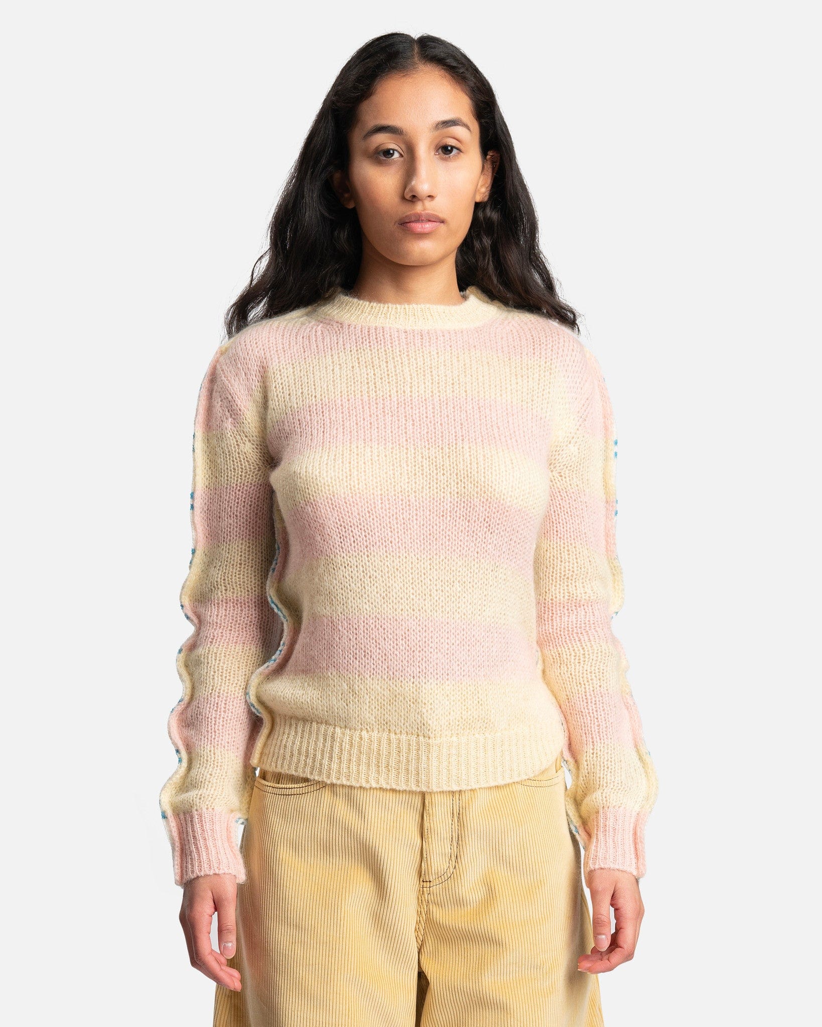 MARNI パイピングニット Mixed Stripe Wool Sweater in Endive – SVRN