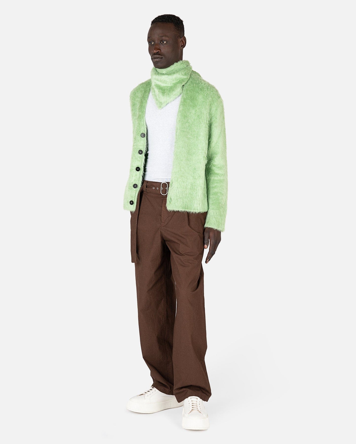 Jil Sander Men's Sweatshirts Mohair Cardigan in Celadon
