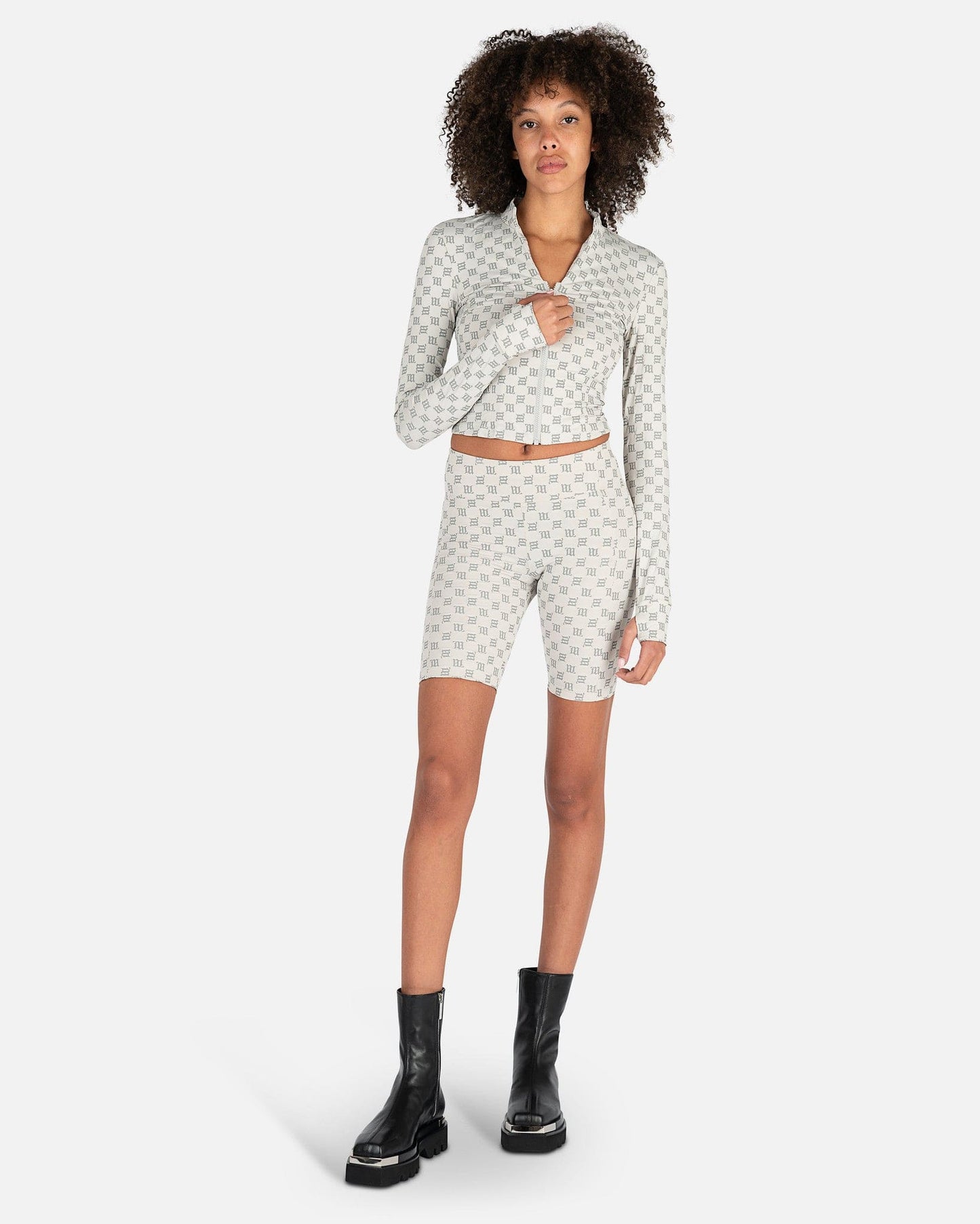MISBHV Women Shorts Monogram Reflective Biker Shorts in Grey