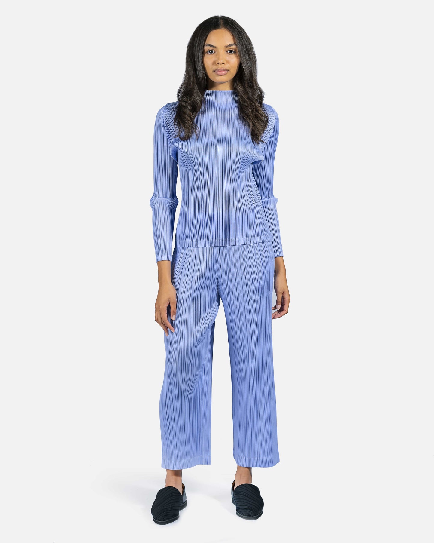 Pleats Please Issey Miyake Women Tops Monthly Colors Pleated Turtleneck in Lilac