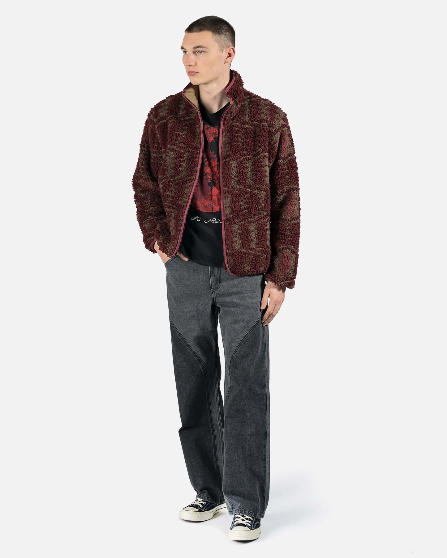 Greg Lauren Men's T-Shirts Moonshadows Tee in Black/Red