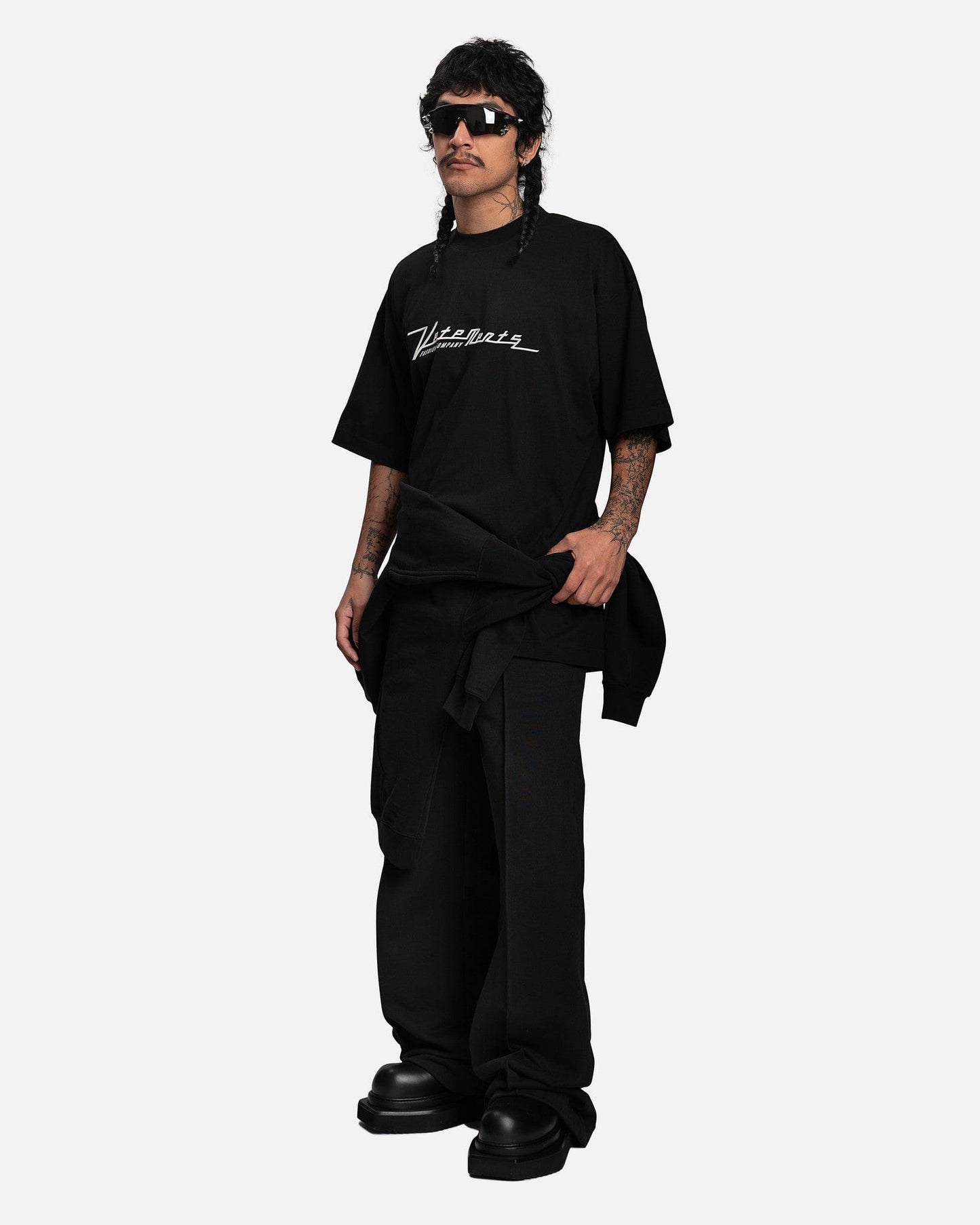 VETEMENTS Motocross Embroidered Logo T-Shirt in Black