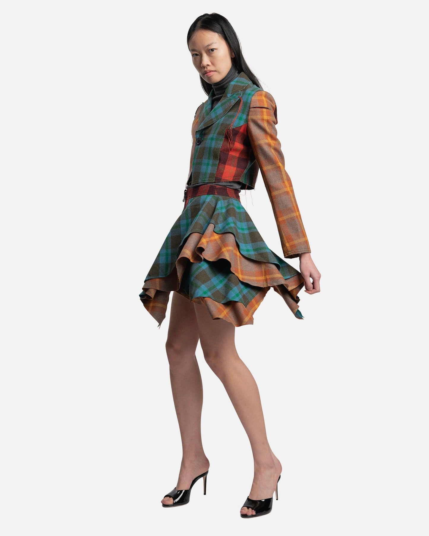 Andersson Bell Women Skirts Mystica Check Asymmetric Frill Skirts in Multi