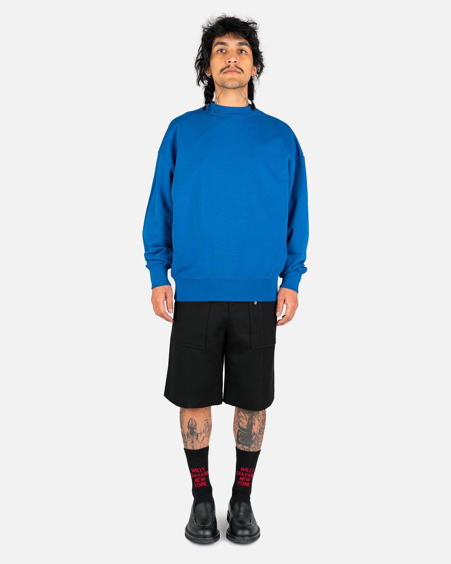 Willy Chavarria North Sider Crewneck Sweatshirt in Blue
