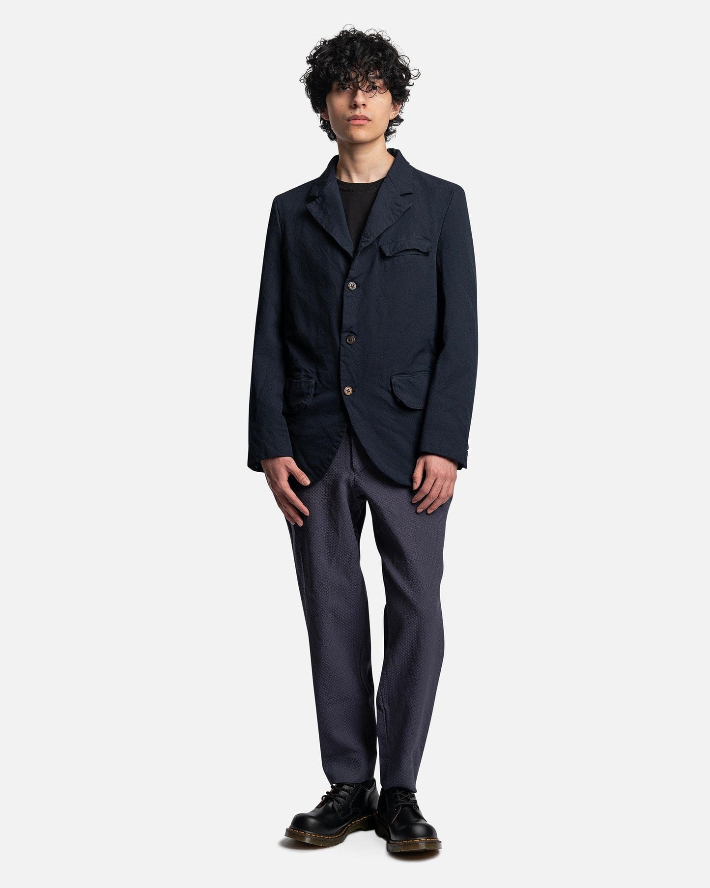 Comme des Garcons Homme Deux Men's Jackets Notched-Collar Single Breasted Blazer in Navy