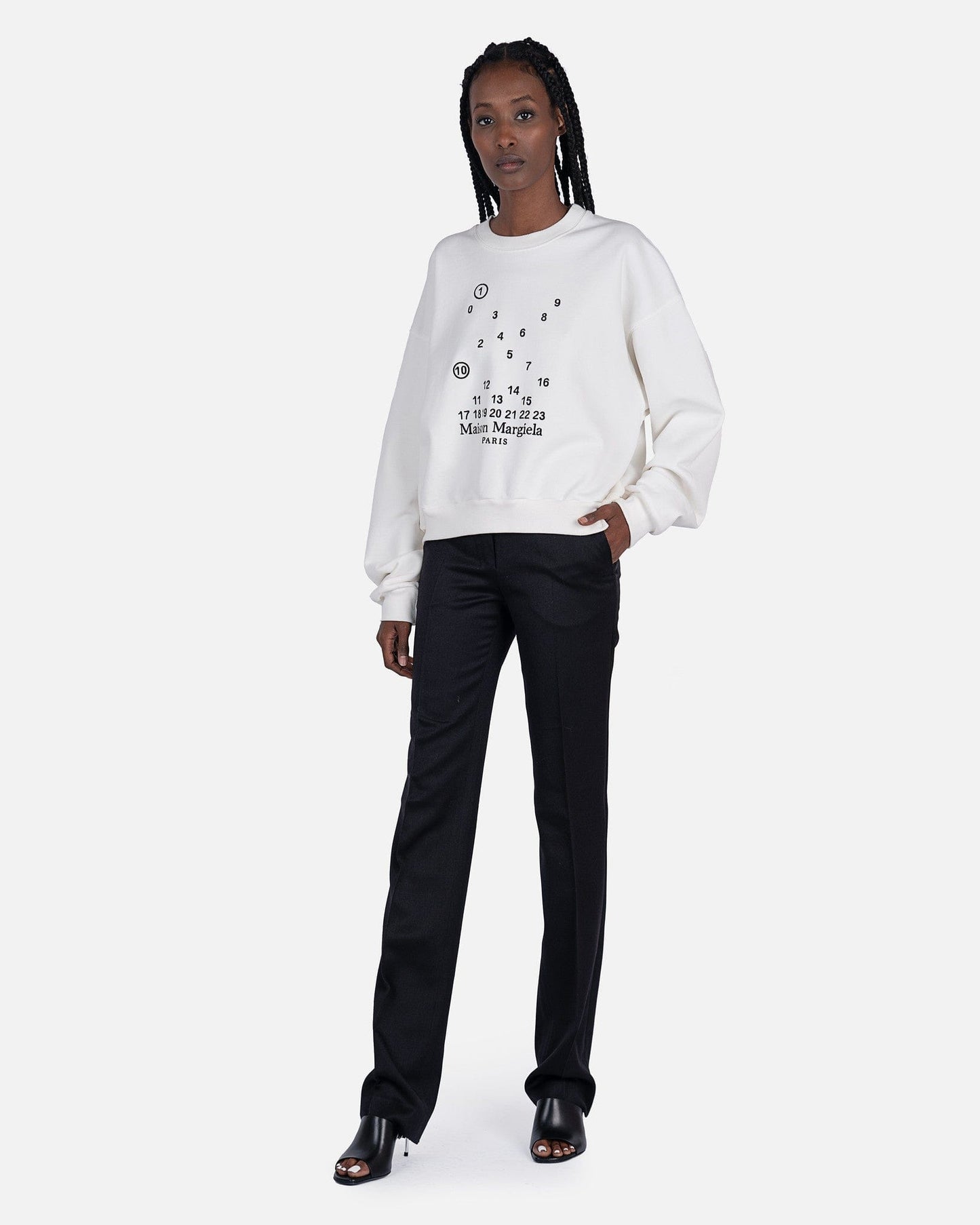 Maison Margiela Women Sweaters Numbers Logo Sweatshirt in White