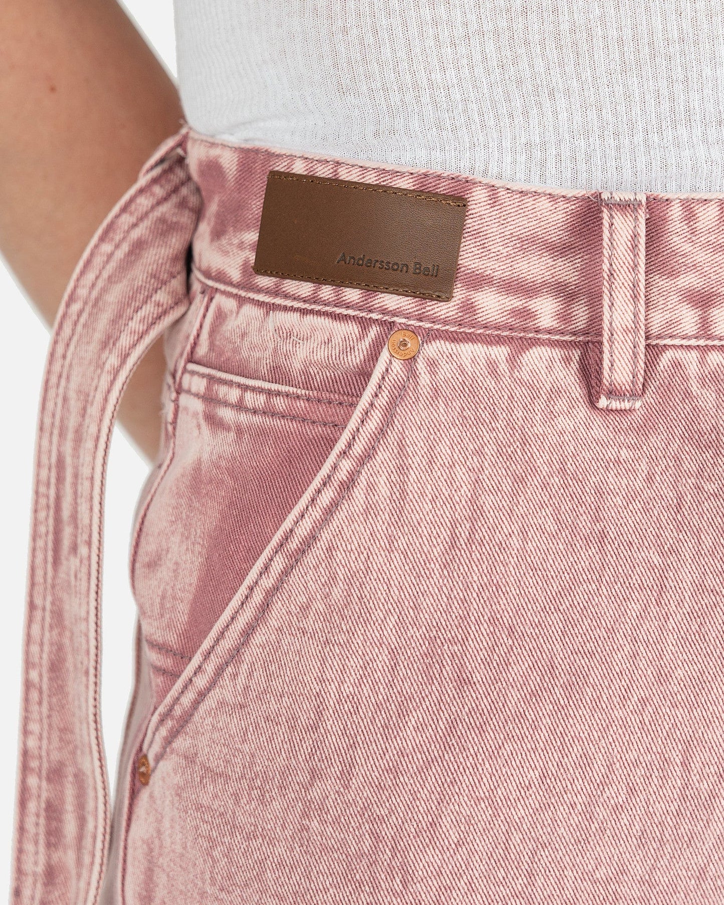 Andersson Bell Men's Jeans Overdyed Color Carpenter Jeans in Light Pink