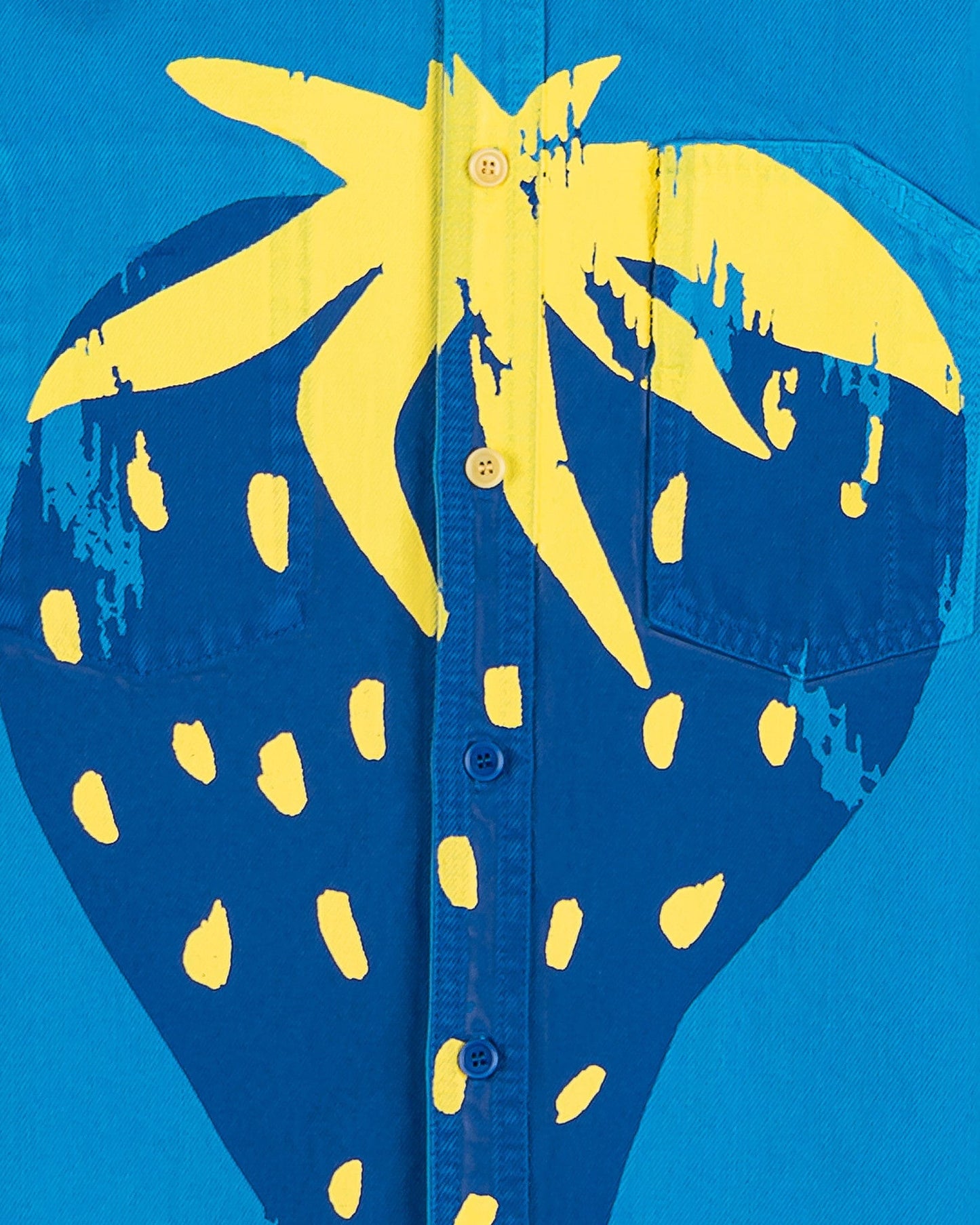 JW Anderson Men's Shirts Oversized Cuff Strawberry Shirt in Blue