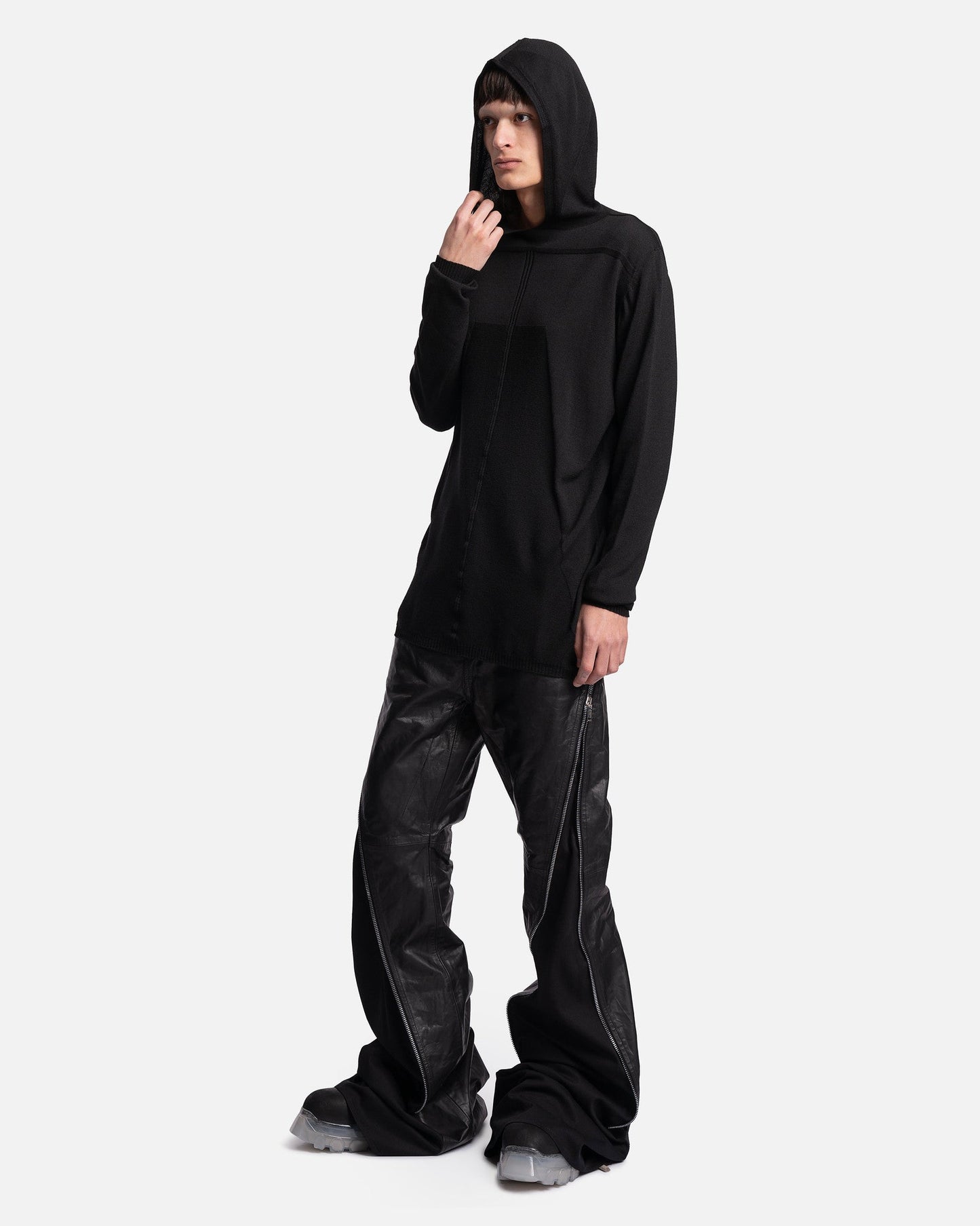 Rick Owens Men's Sweatshirts O/S Oversized Geo Hoodie in Black