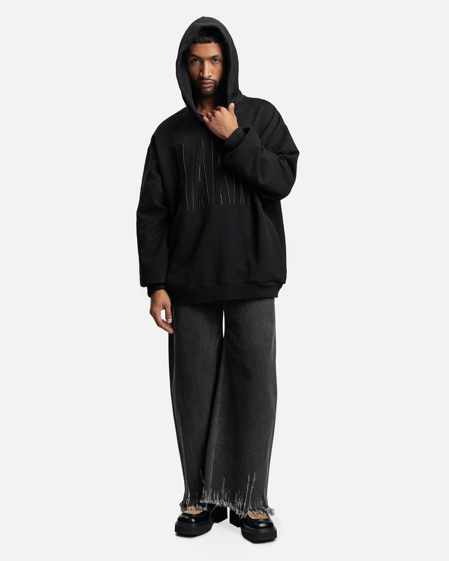 Marni Men's Sweatshirts Oversized Logo Loopback Hoodie in Black