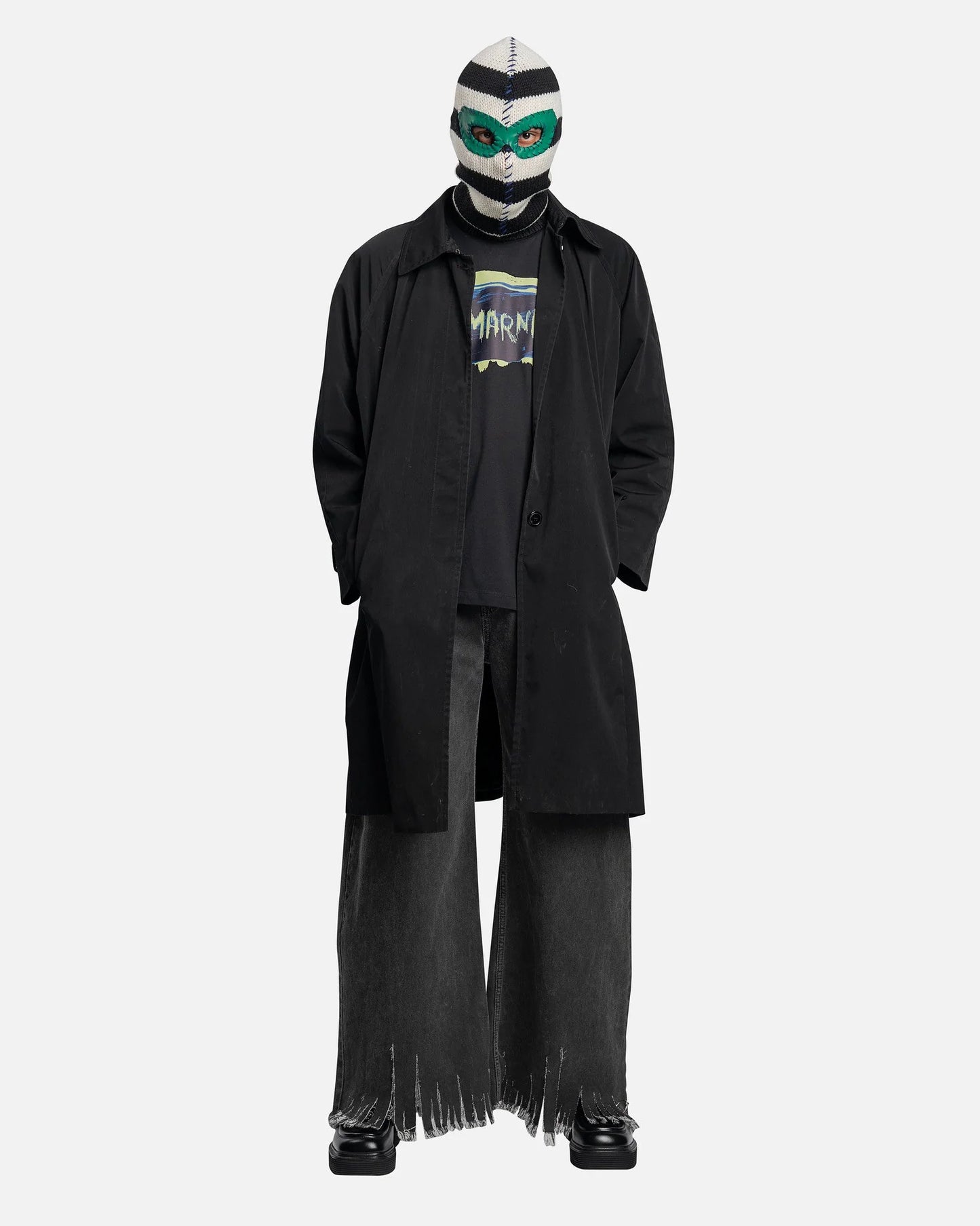 Marni Men's T-Shirts Painted Logo Cotton T-Shirt in Black