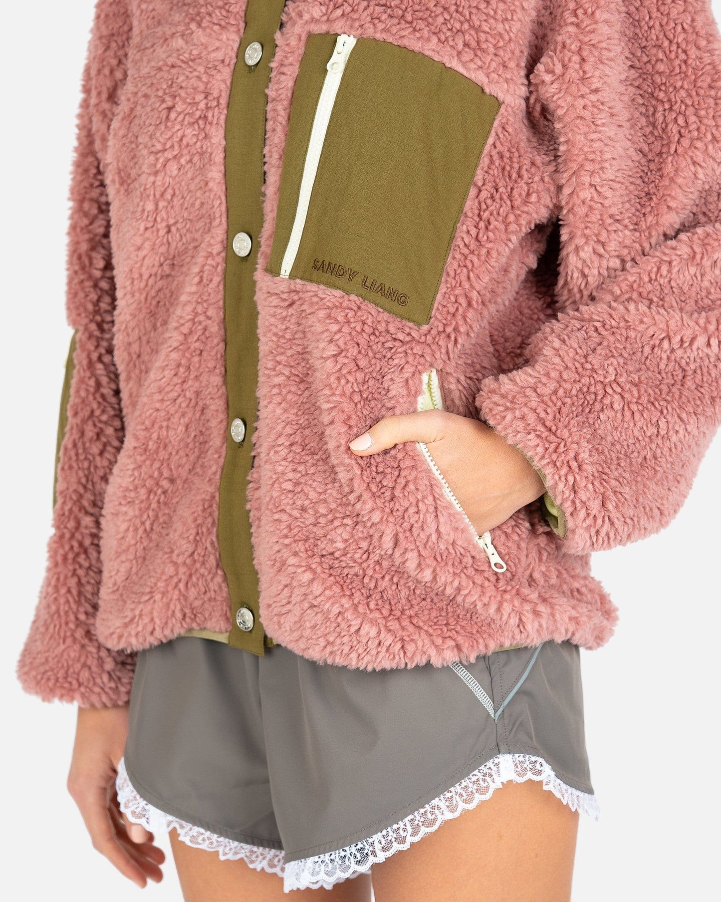 Sandy Liang Women Jackets Panda Fleece in Dusty Pink