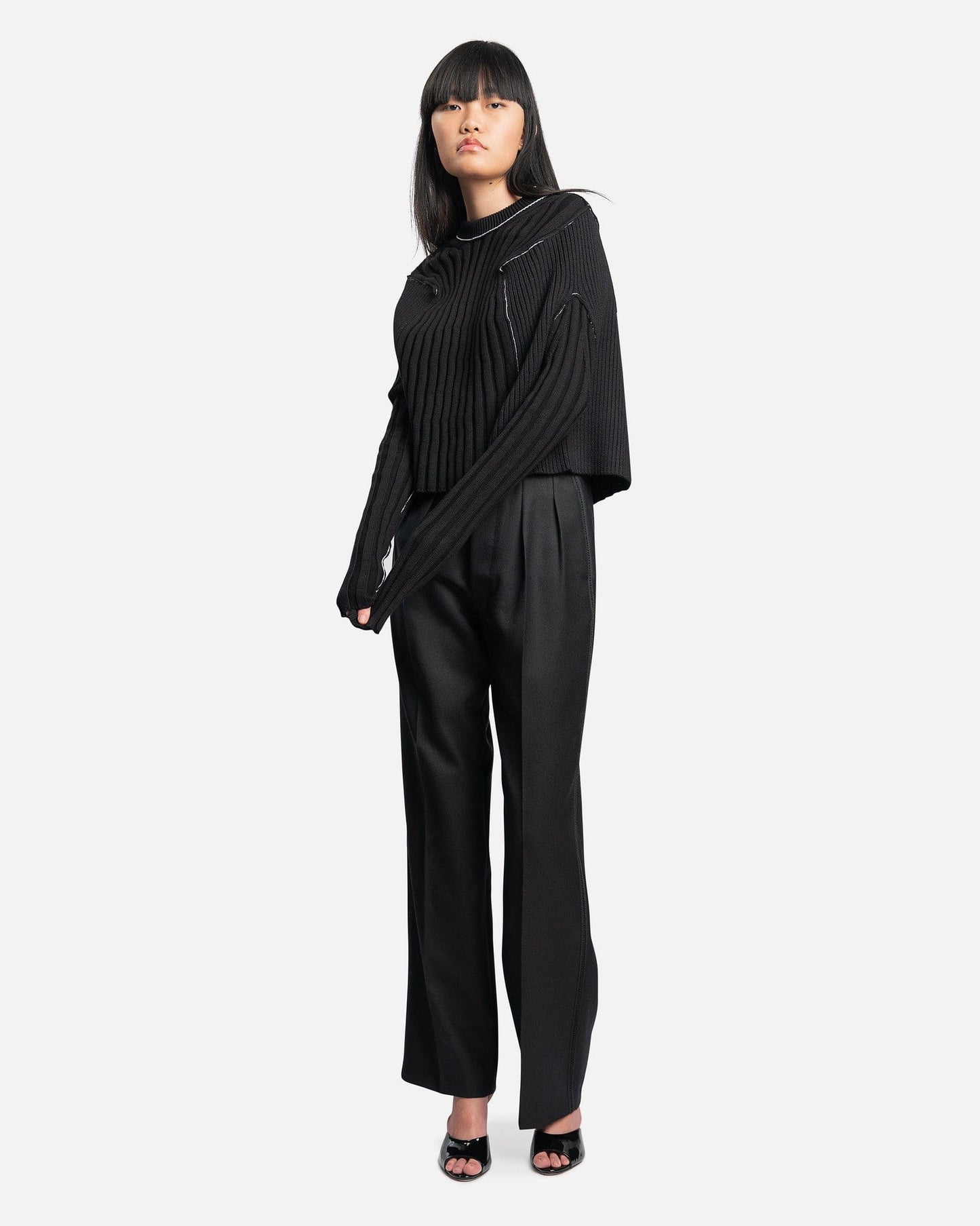 MM6 Maison Margiela Women Sweaters Patch Knit Sweater in Black