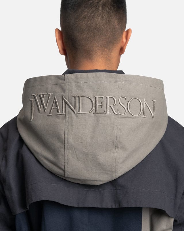 JW Anderson Men's Coat Patchwork Trench Coat in Black/Grey