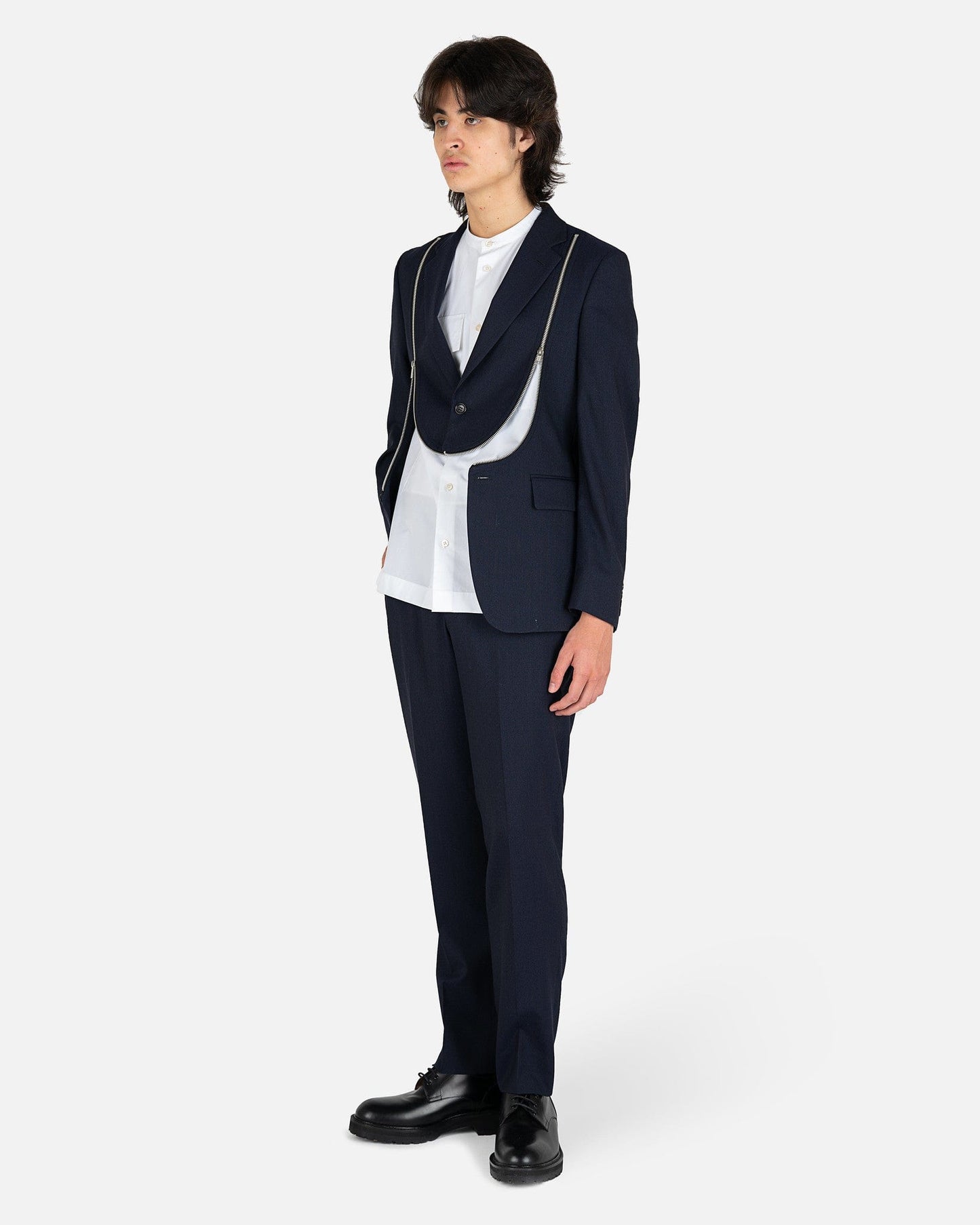 Comme des Garcons Homme Deux Men's Pants Pinstriped Trousers in Navy