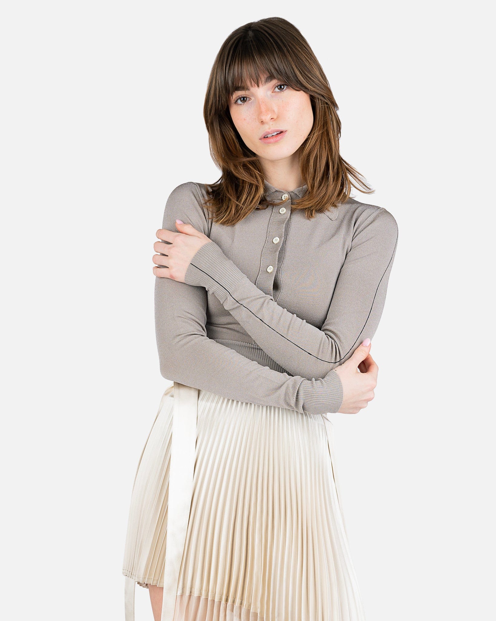 Polo Knit Top in Grey – SVRN