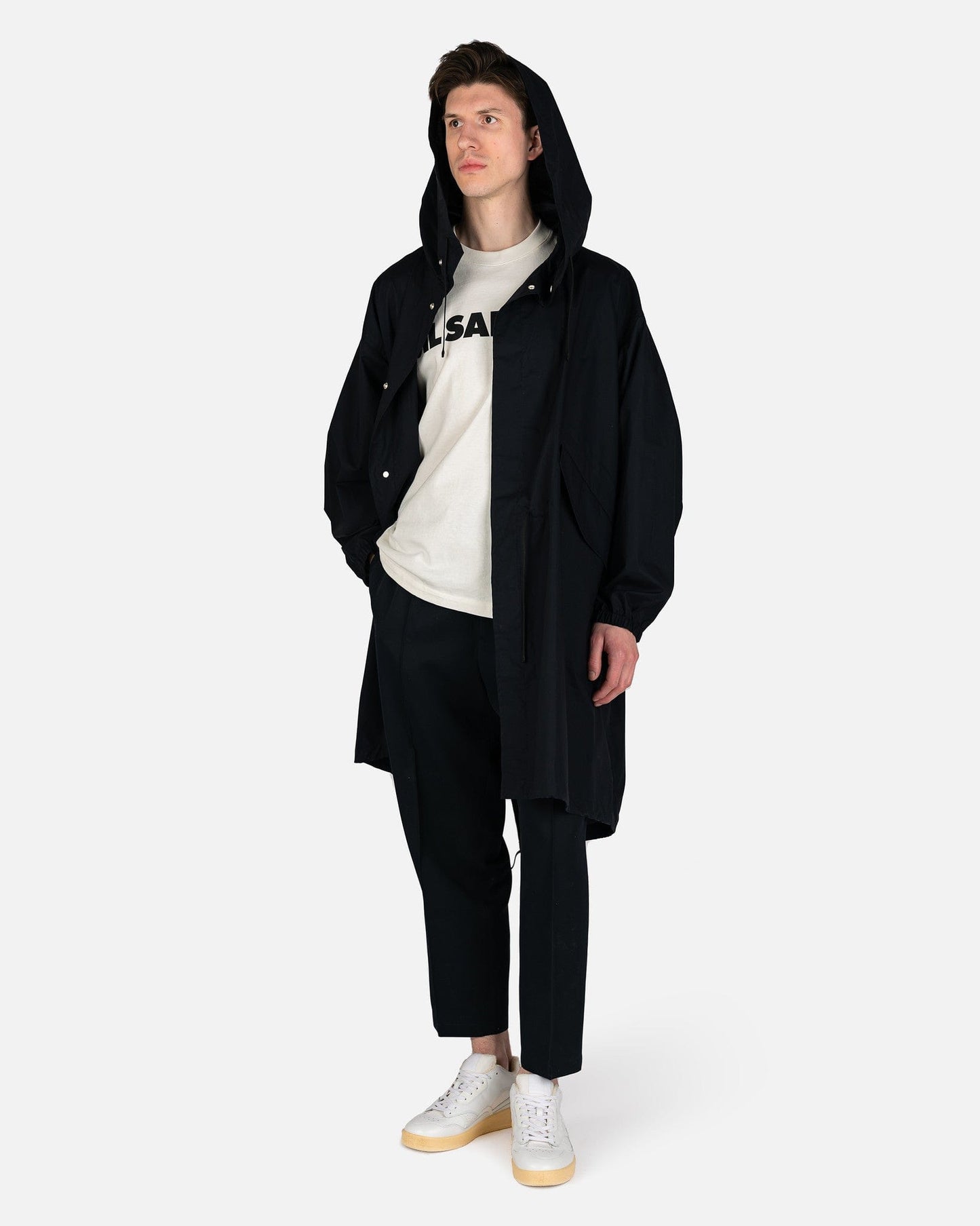 Jil Sander Poplin Water Repellent Parka in Blue Navy