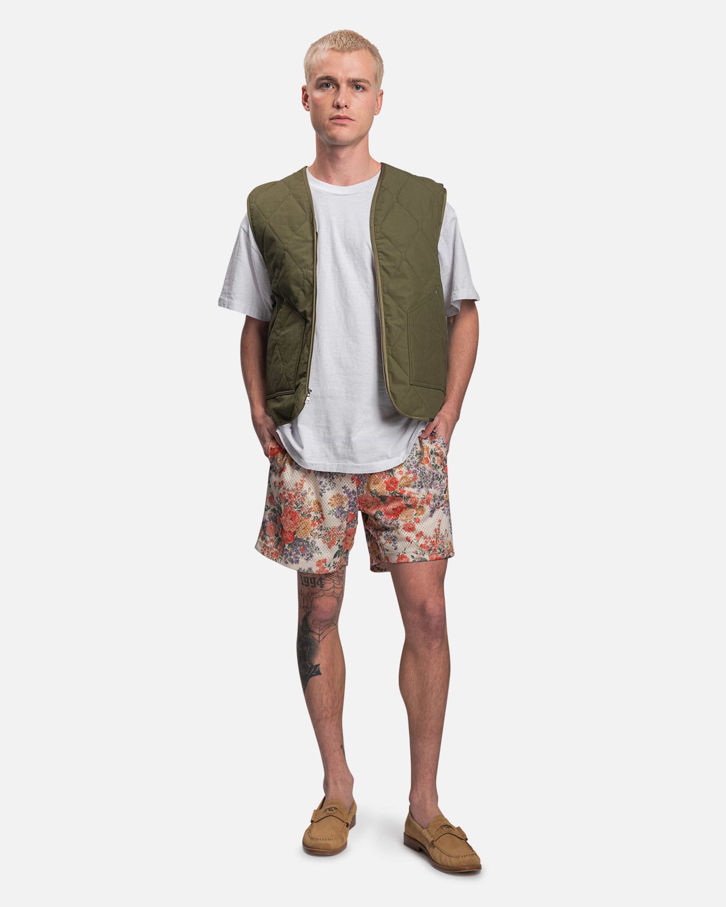 John Elliott Men's Shorts Practice Shorts in Ivory Tuscan Floral