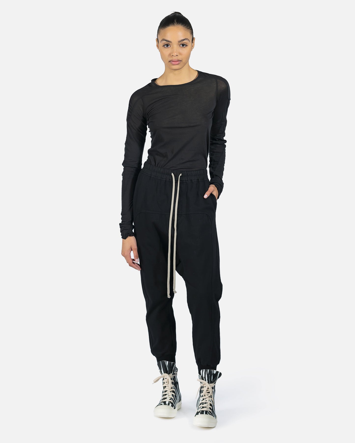 Rick Owens DRKSHDW Women Pants Prisoner Drawstring in Black