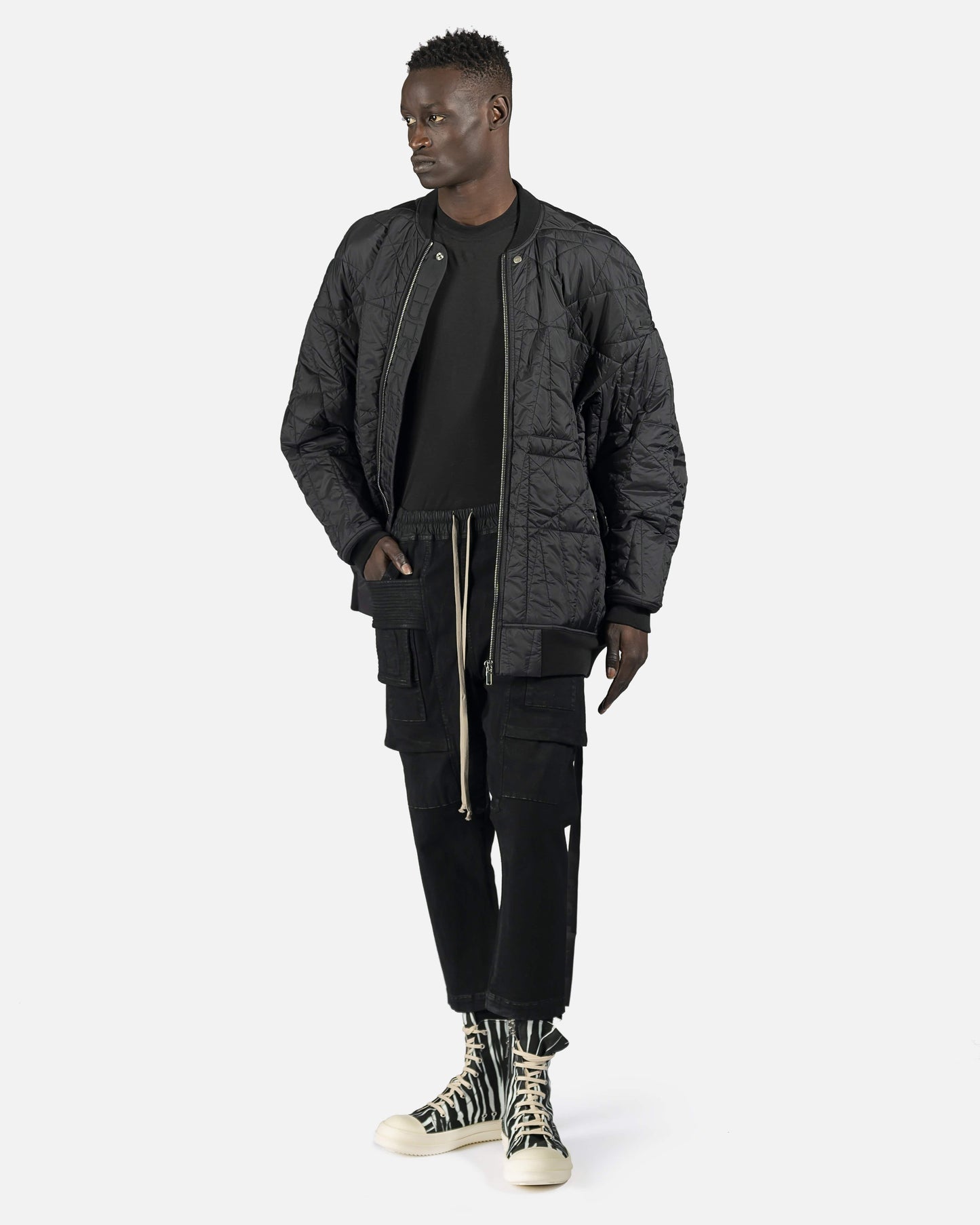 Rick Owens DRKSHDW Men's Jackets Quilted Jumbo Flight Jacket in Black