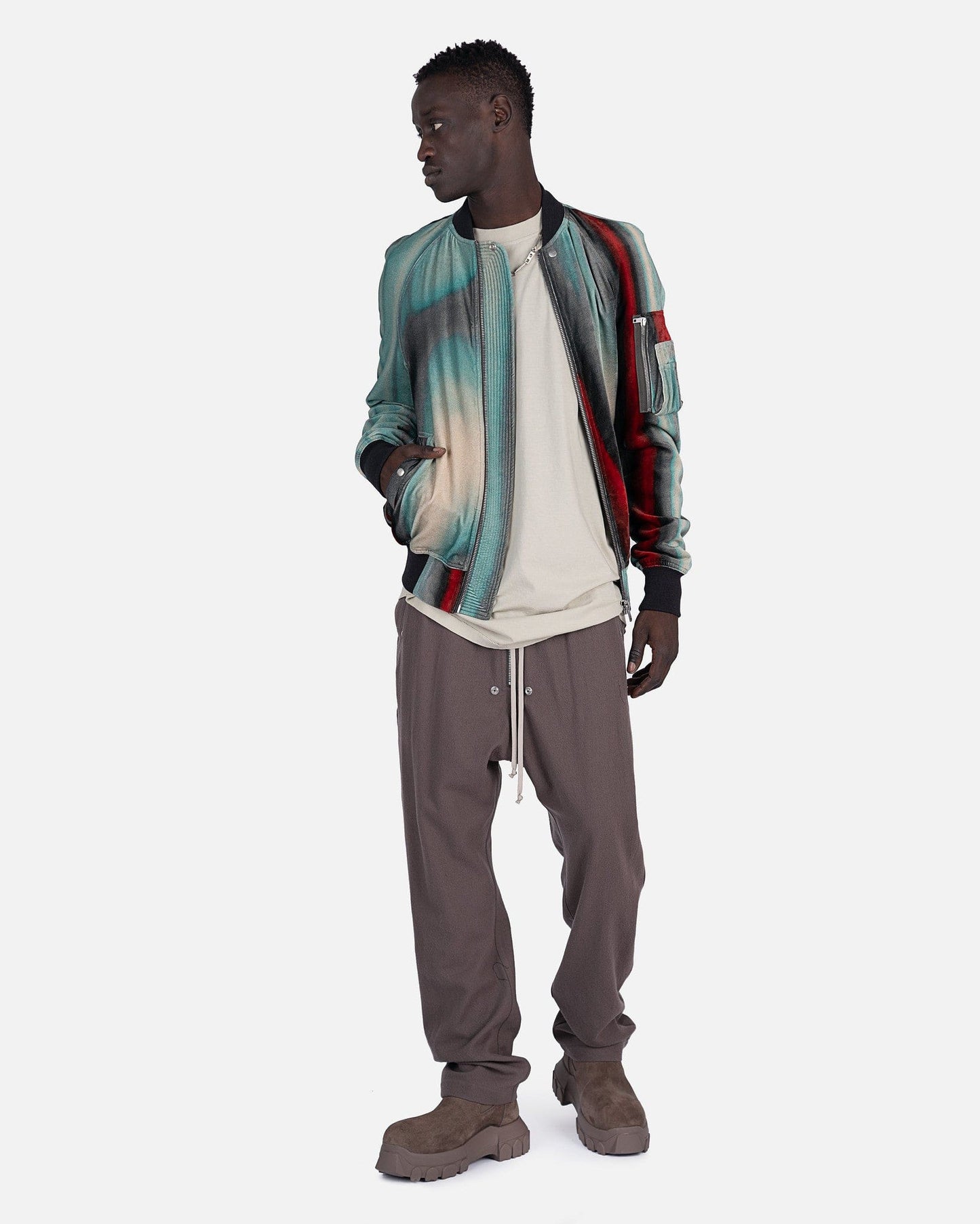 Rick Owens Men's Jackets Raglan Flight in Teal/Red