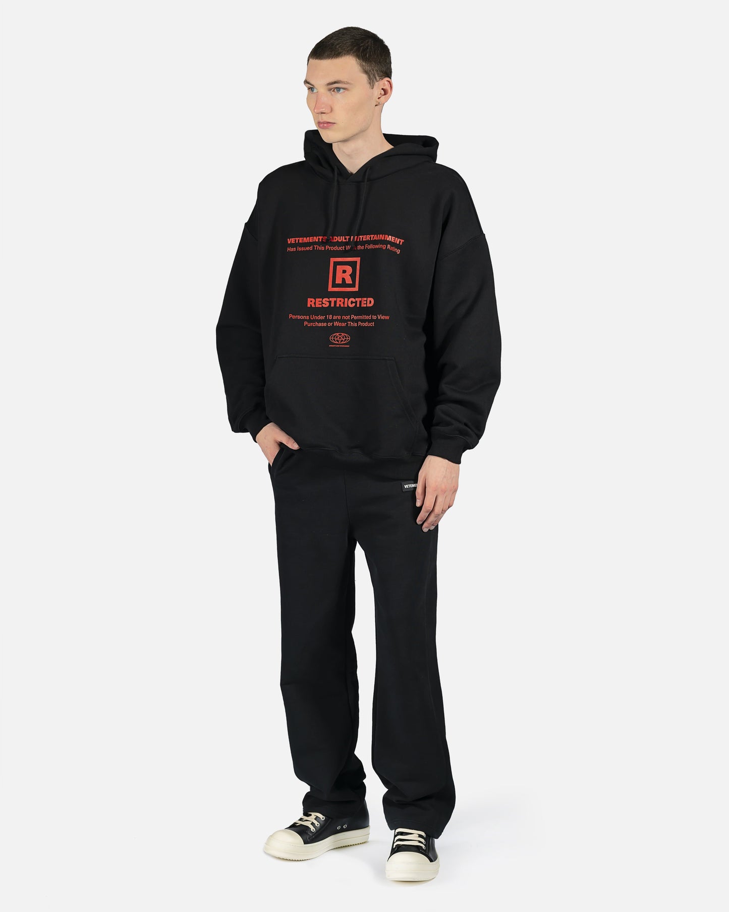 VETEMENTS Men's Sweatshirts Restricted Hoodie in Black/Red