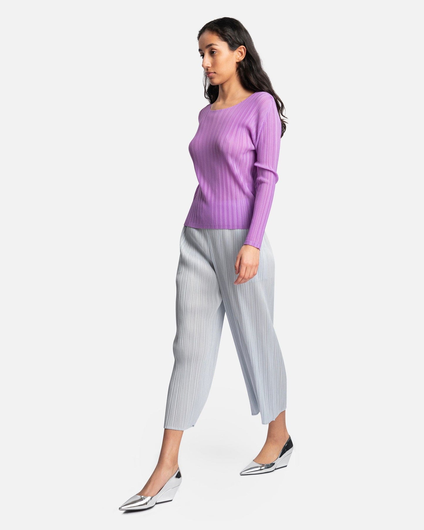 Pleats Please Issey Miyake Women Tops Rib Pleats Basic in Lavender