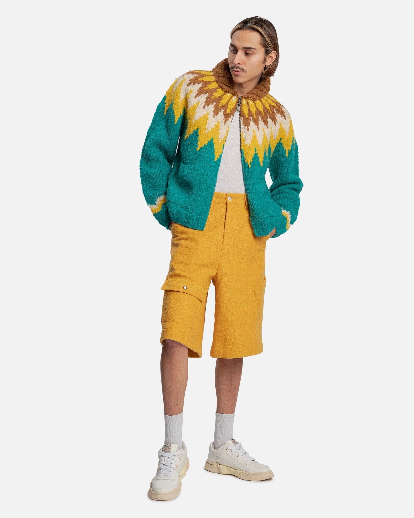 Andersson Bell Men's Sweater Riverton Handmade Nordic Cardigan in Brown/Green