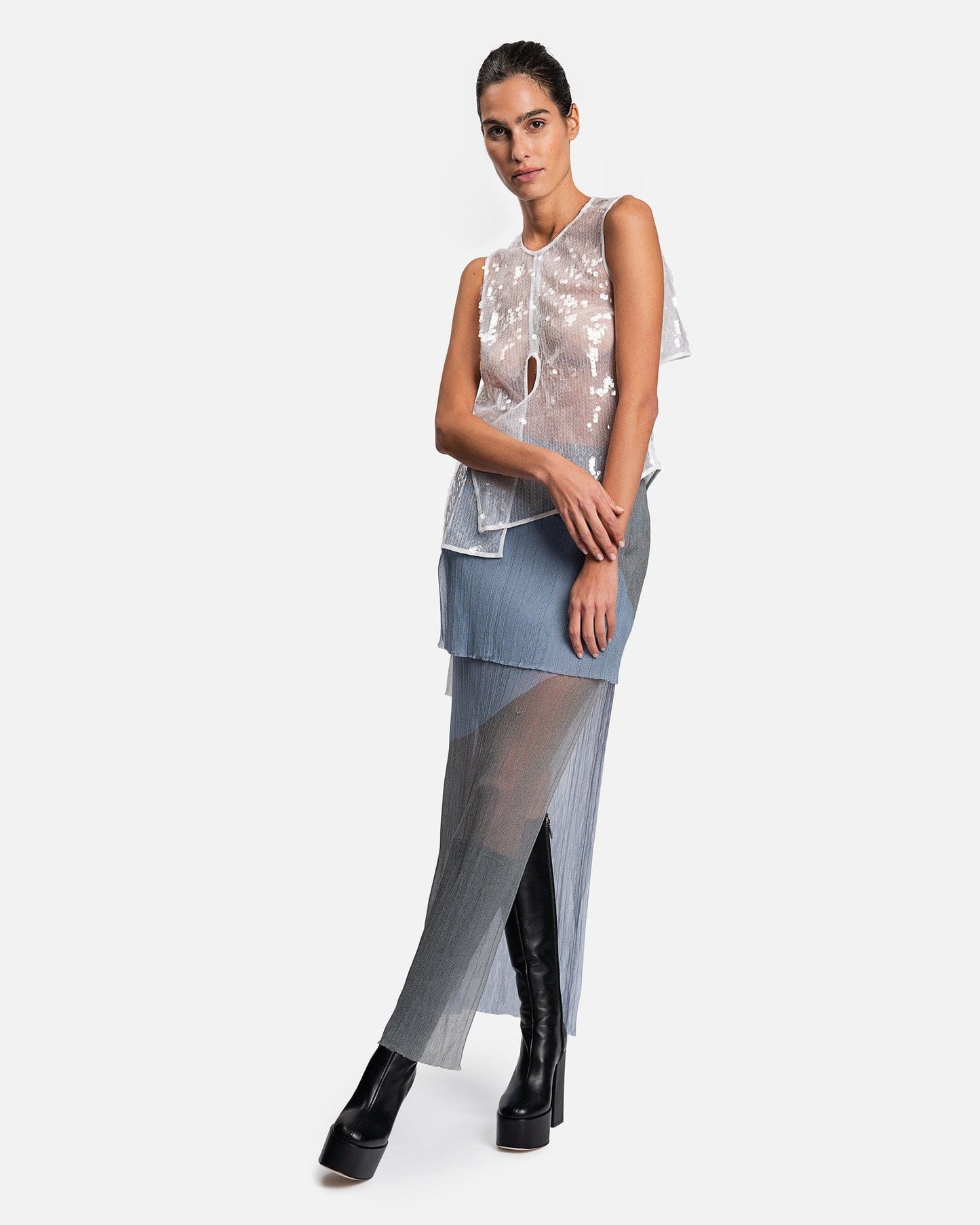 Eckhaus Latta Women Tops Sequin Top in Clear