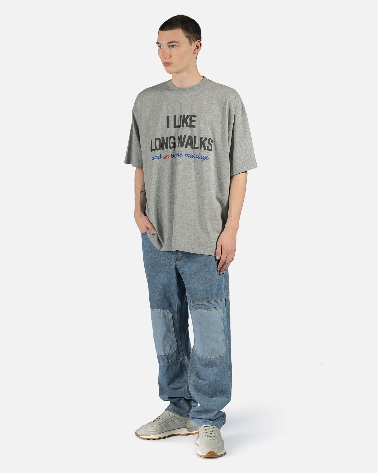 VETEMENTS Men's T-Shirts Sex Before Marriage Tee in Heather Grey