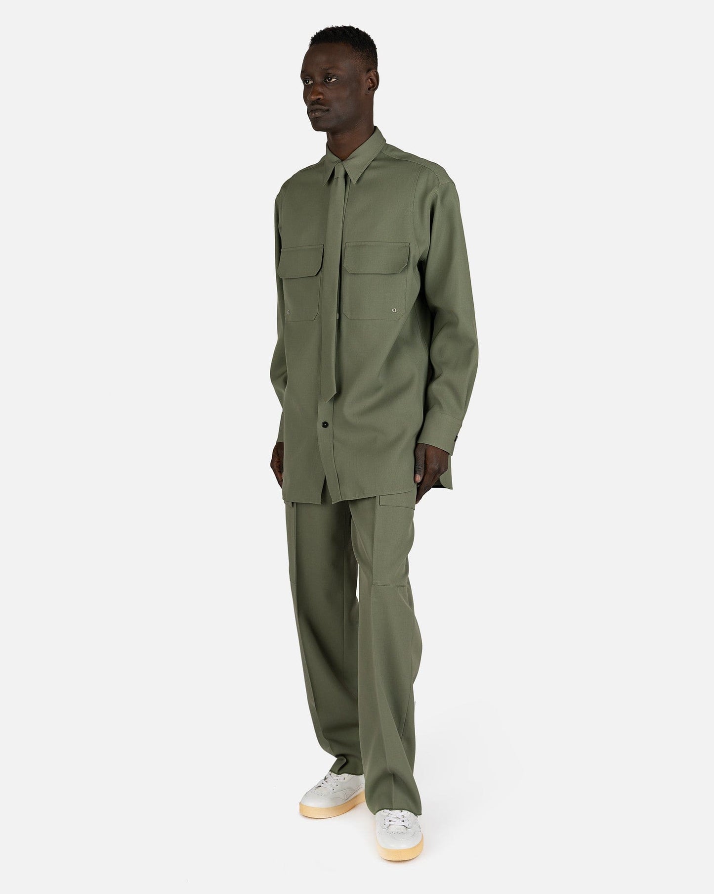 Jil Sander Men's Jackets Sharp Wool Gabardine Sport Jacket in Green