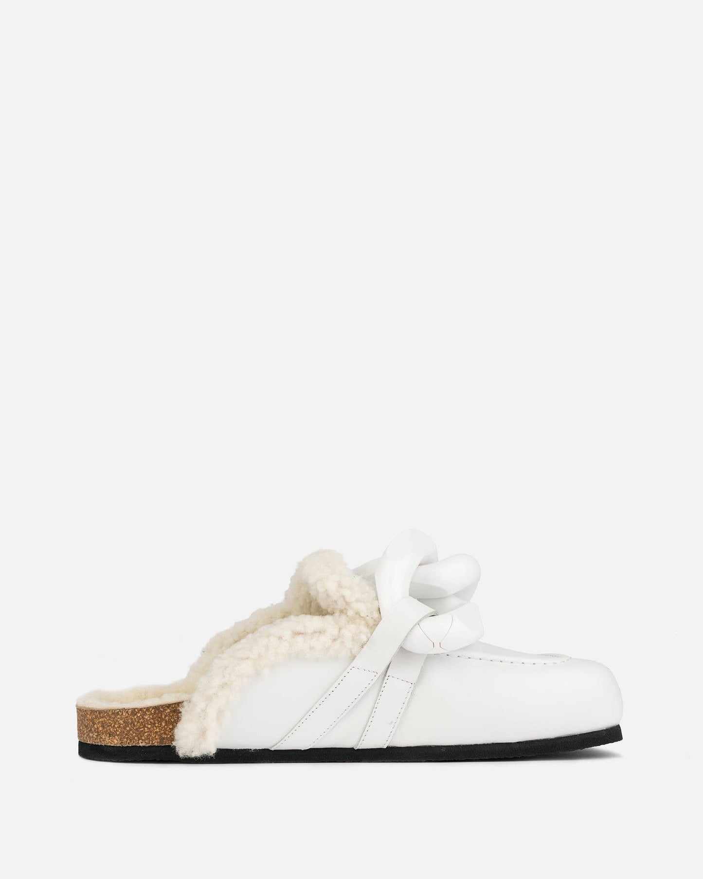JW Anderson Men's Shoes Shearling Chain Loafer in White