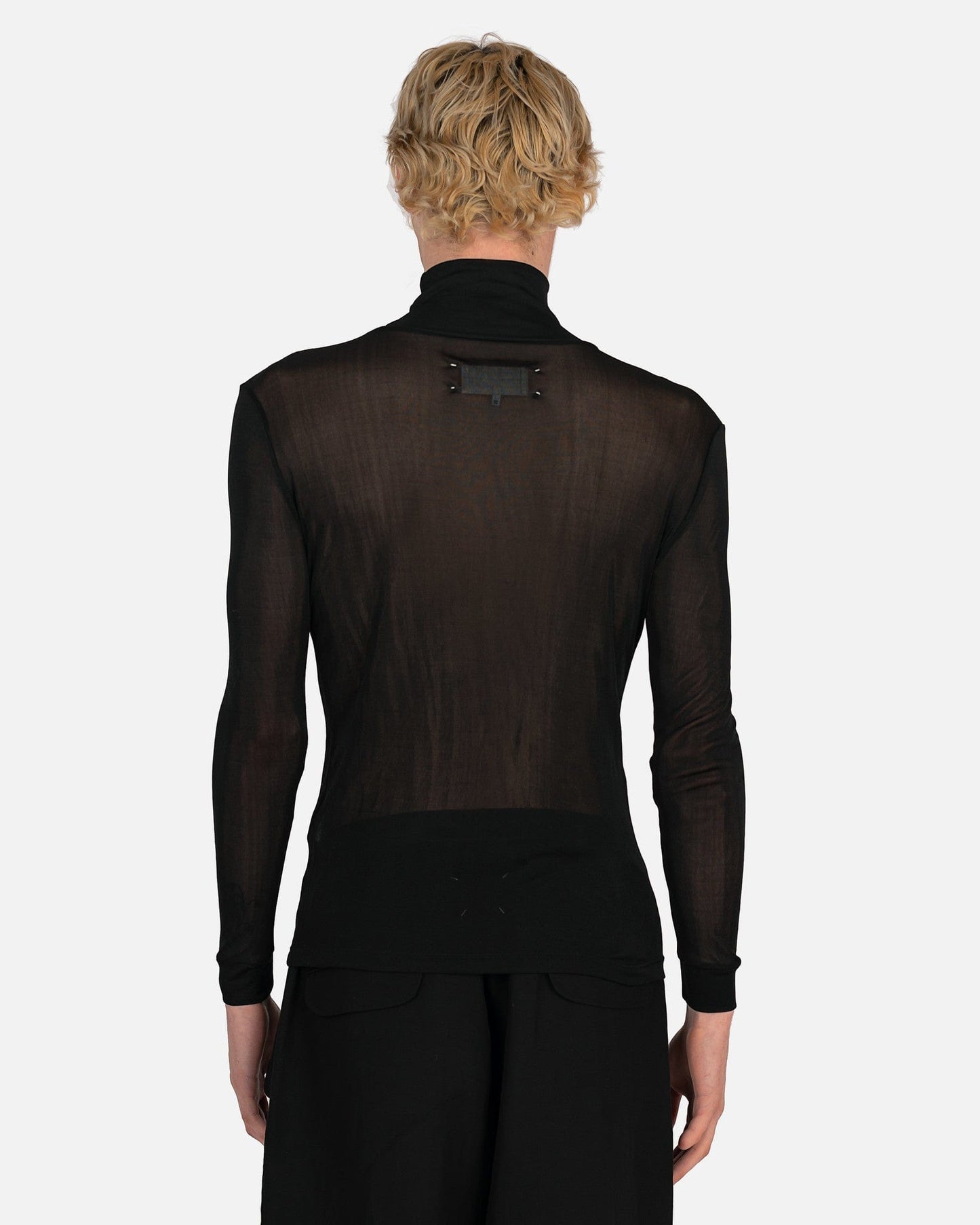 Maison Margiela Men's Tops Sheer High Neck Top in Black